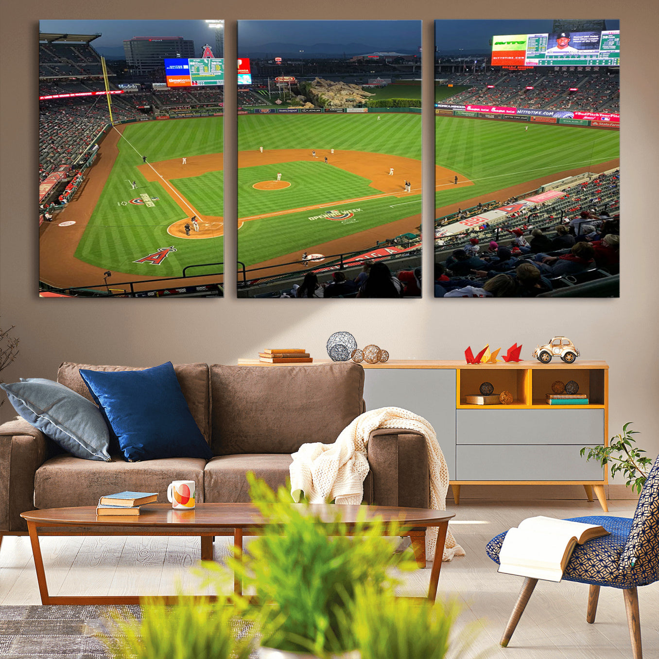 93707-MGV-CV-36X24-Angel Stadium Aerial Canvas Print – Los Angeles Angels Baseball Canvas Print, Framed, Ready to Hang