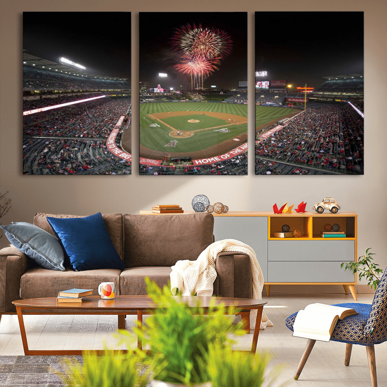 63592-MGV-CV-36X24-Fireworks at Angel Stadium – Los Angeles Angels Canvas Print, Framed Los Angeles Angels Wall Art