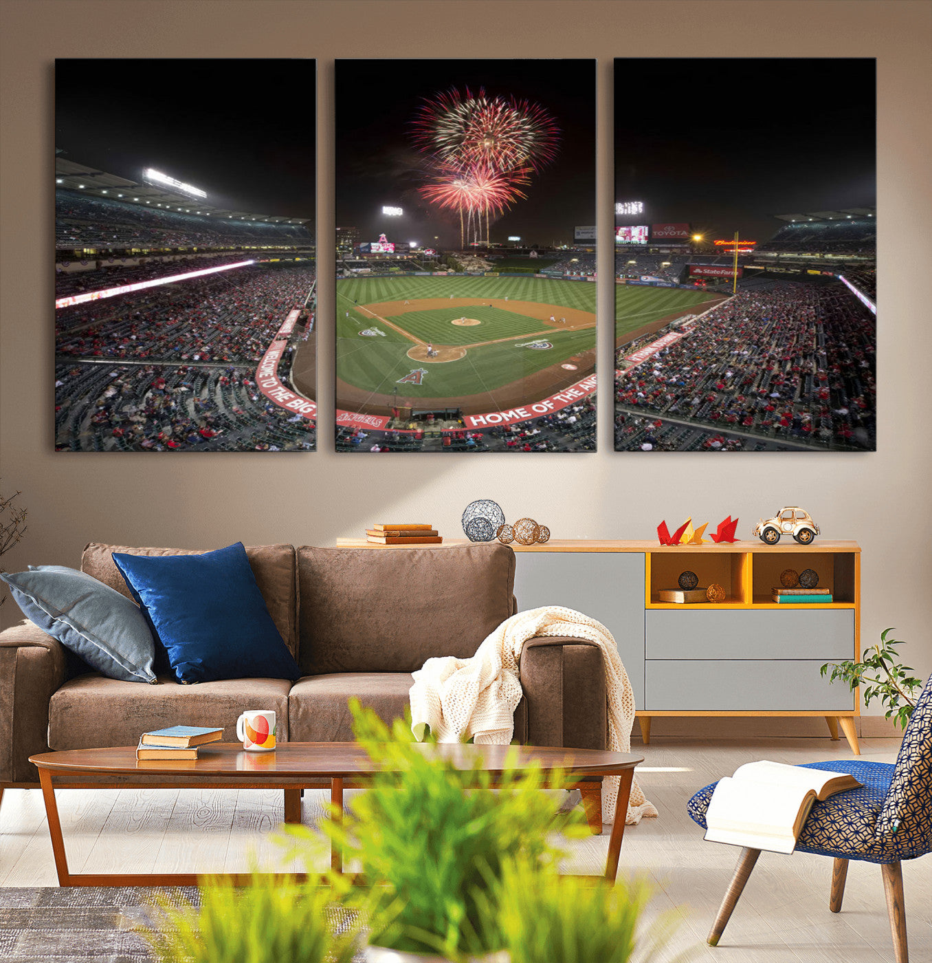 63592-MGV-CV-36X24-Fireworks at Angel Stadium – Los Angeles Angels Canvas Print, Framed Los Angeles Angels Wall Art