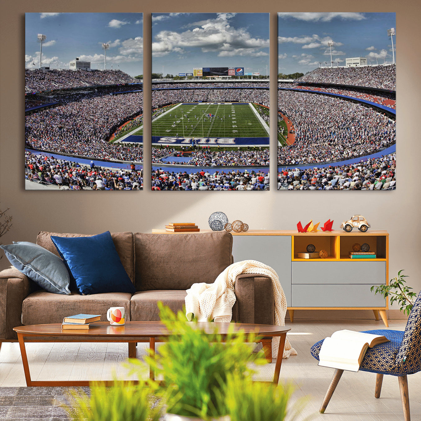 76491-MGV-CV-36X24-Buffalo Bills Highmark Stadium Wall Art Canvas Print - Bills Stadium Game Day Triple Canvas Wall Art