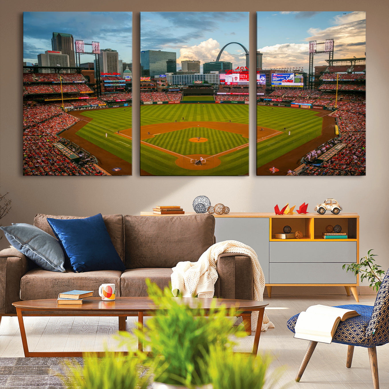 91908-MGV-CV-36X24-Busch Stadium Wall Art Print | St. Louis Cardinals Baseball Stadium Canvas Print | Framed Sports