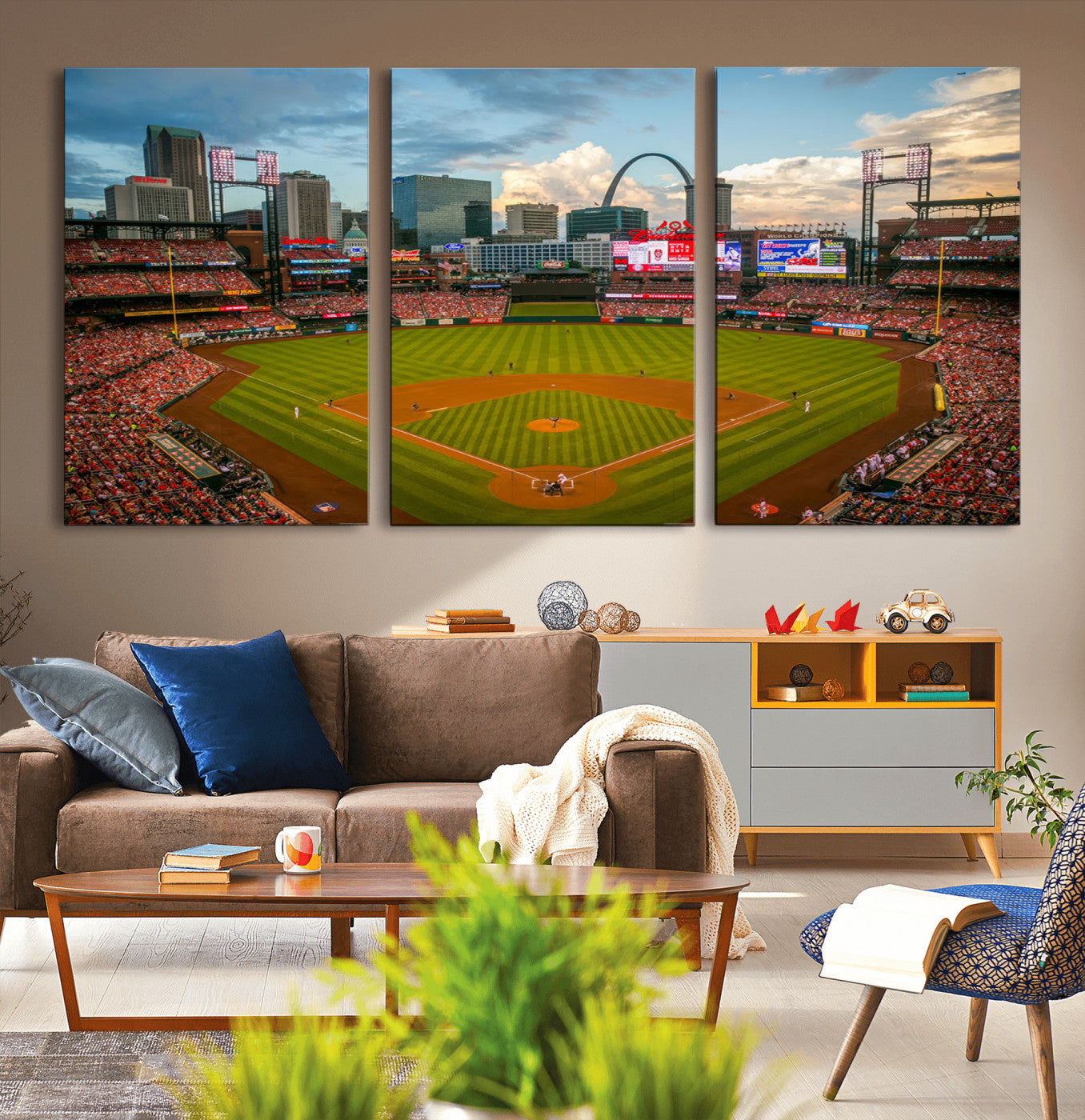 91908-MGV-CV-36X24-Busch Stadium Wall Art Print | St. Louis Cardinals Baseball Stadium Canvas Print | Framed Sports