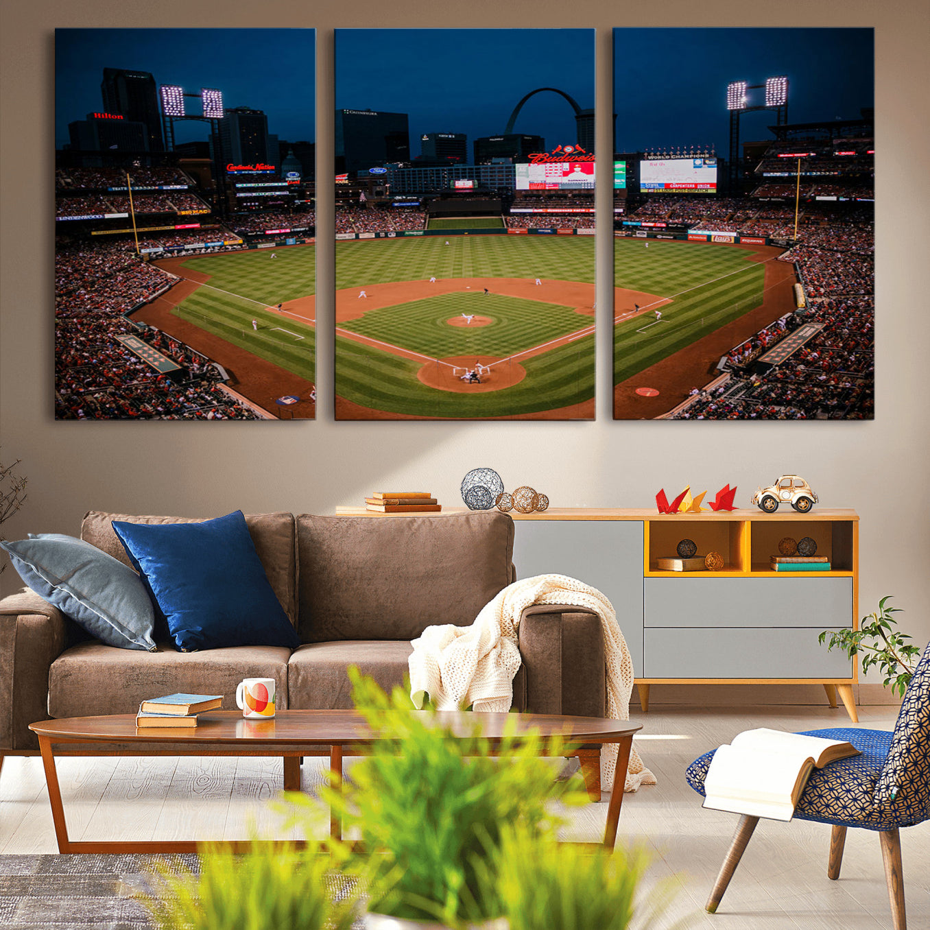 38612-MGV-CV-36X24-St. Louis Cardinals Baseball Team Print - Busch Stadium Wall Art Canvas Print