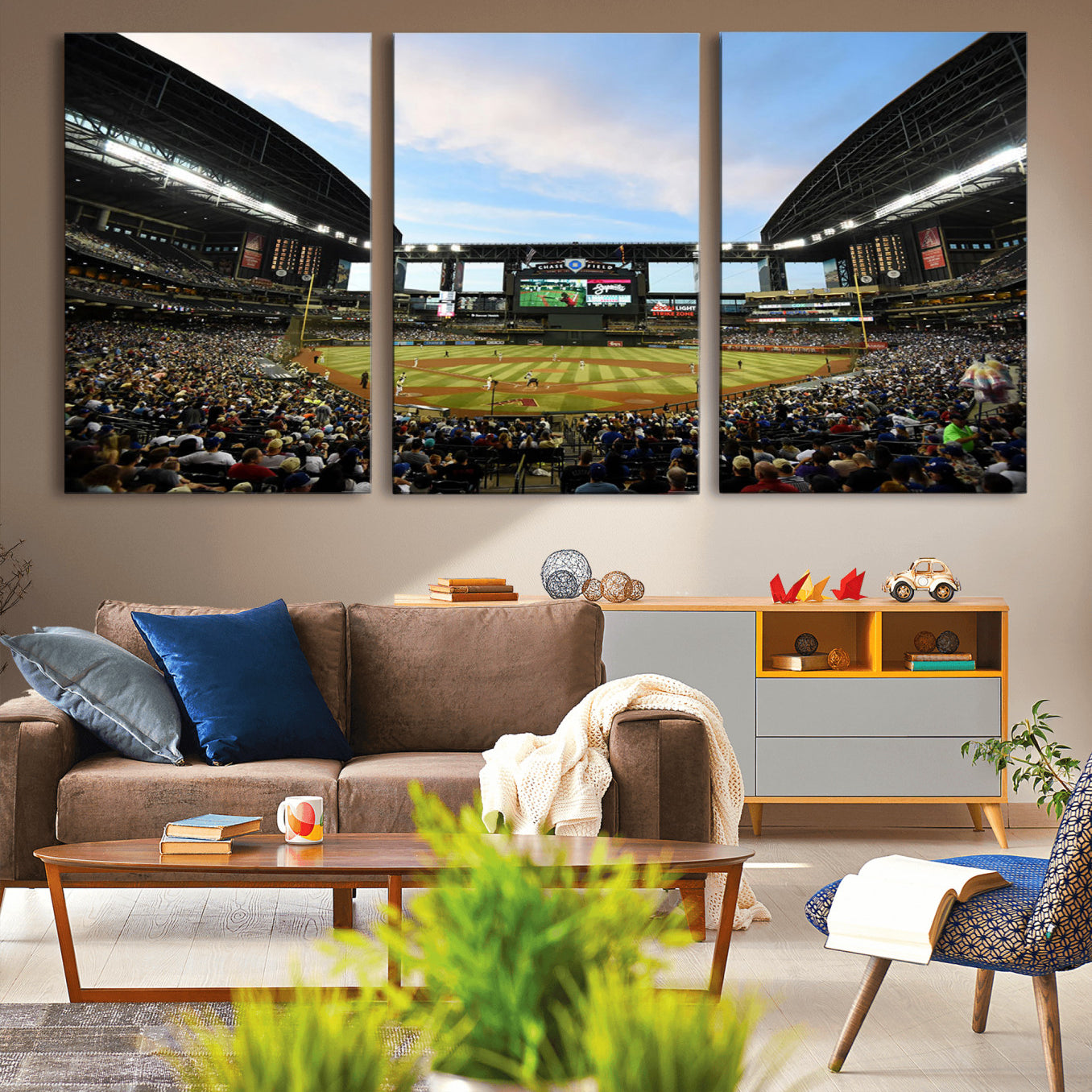 92672-MGV-CV-36X24-Arizona Diamondbacks Team Print - Phoenix Chase Field Stadium Wall Art Canvas Print