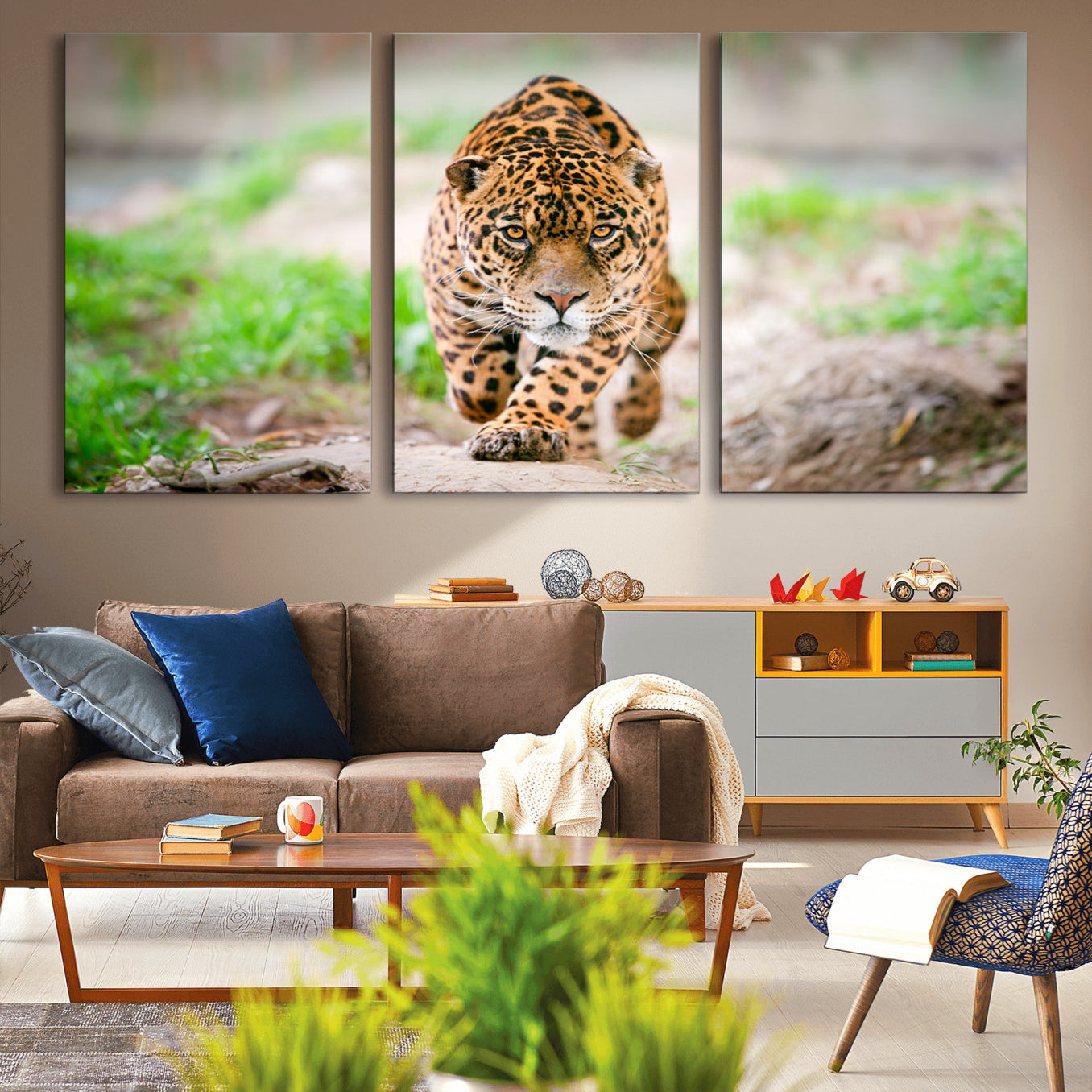 -Leopard on the Prowl - Stunning Large Framed Leopard Wall Art Canvas Wall Art for Living Room,