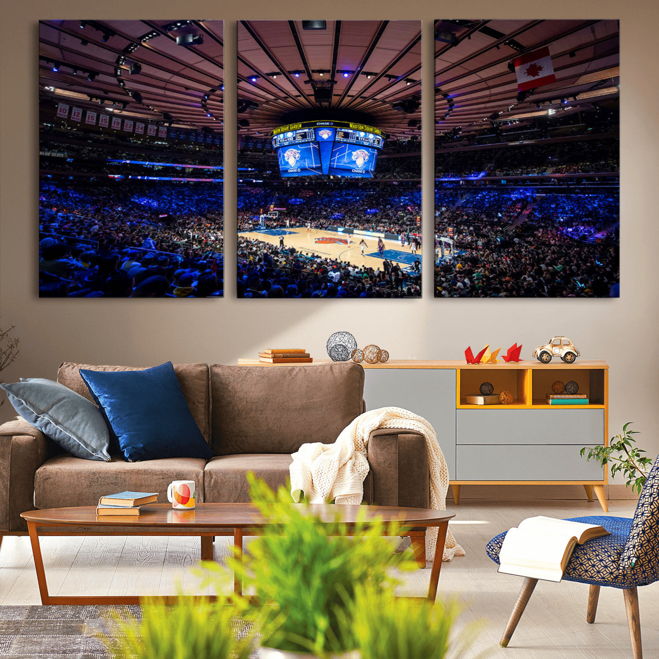 -Madison Square Garden Basketball Print Canvas- Madison Square Garden Basketball Game Triple Canvas
