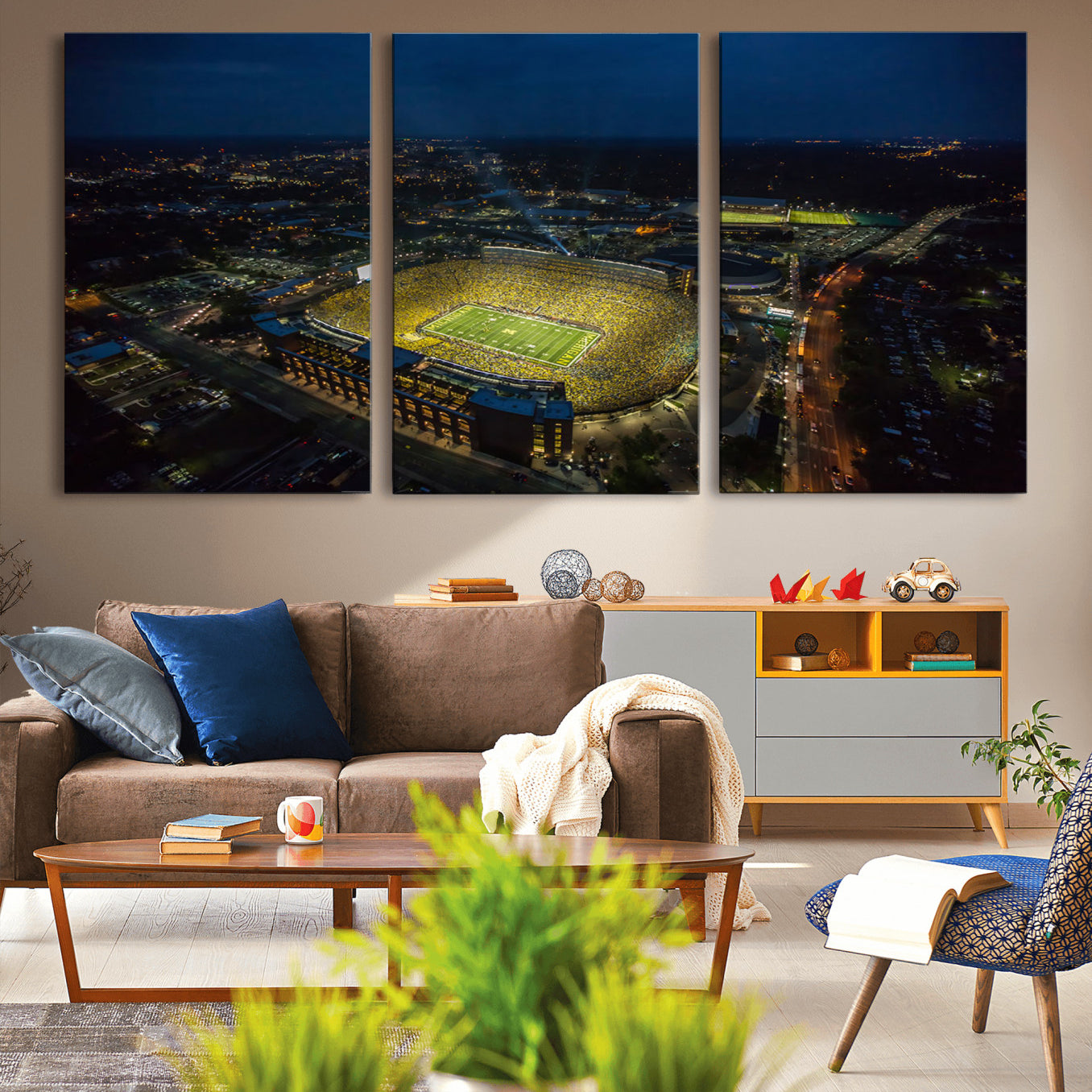 52519-MGV-CV-36X24-Michigan Wolverines Football Team Print - Michigan Stadium Wall Art Canvas Print