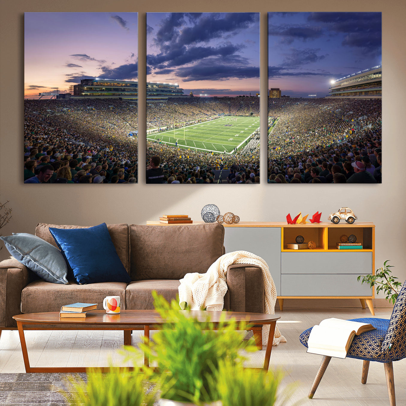 -Notre Dame Fighting Irish Football Team Print - Notre Dame Stadium Wall Art Canvas Print