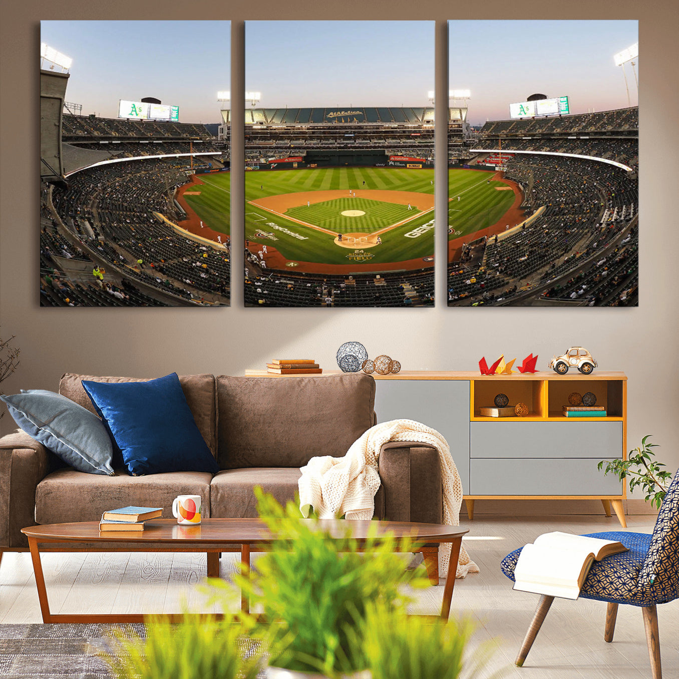 -Oakland Athletics Baseball Team Print - RingCentral Coliseum Stadium Wall Art Canvas Print