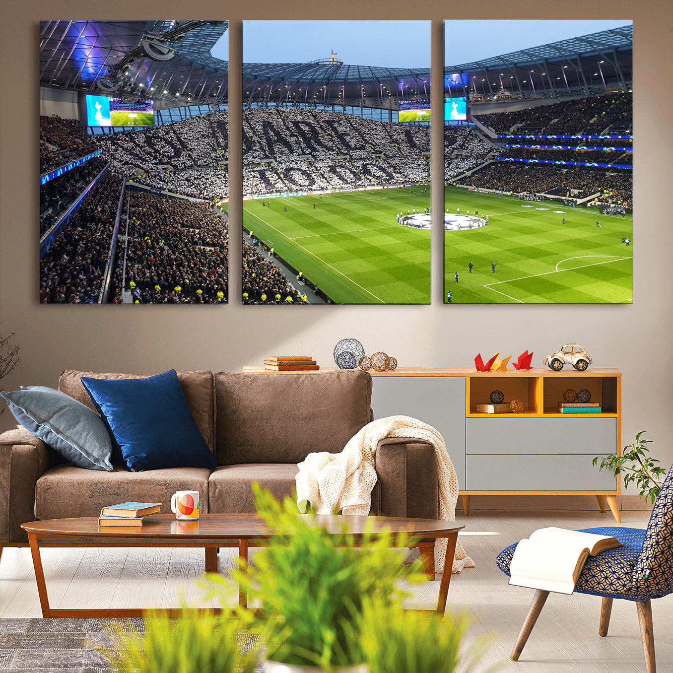 38765-MGV-CV-36X24-Tottenham Hotspur Stadium Canvas Print, Match Day Triple Canvas Wall Art - Premier League Football
