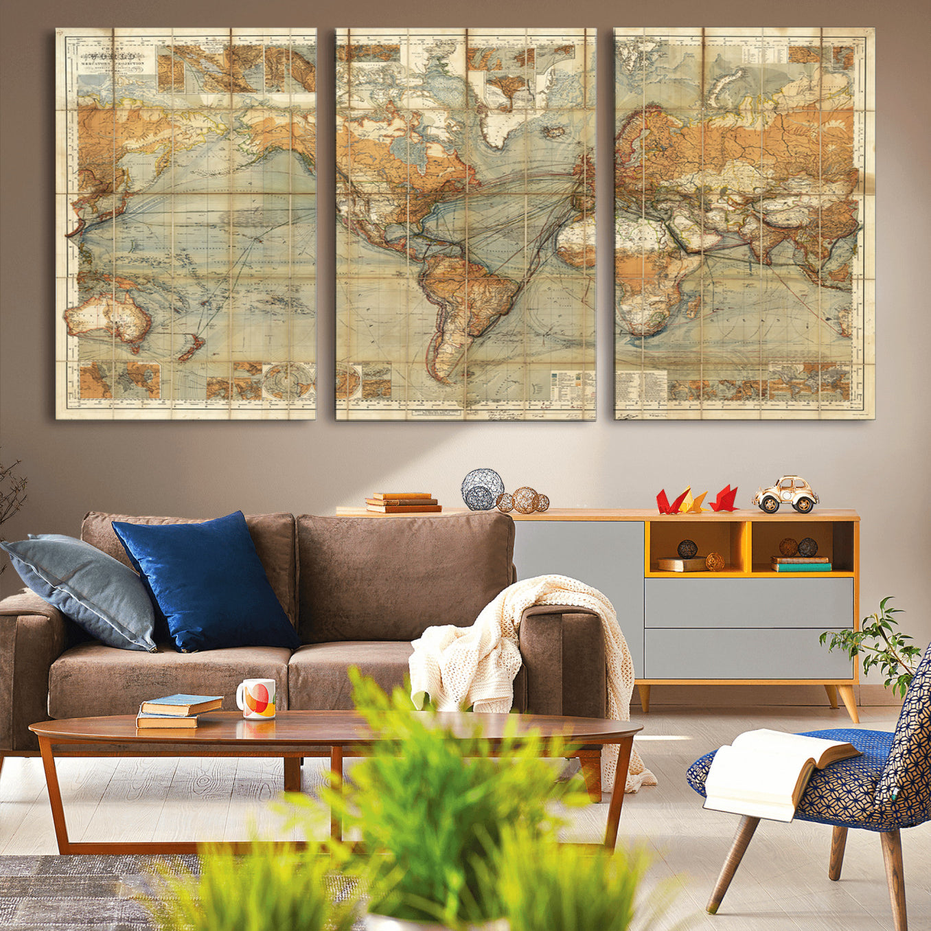 -Push Pin World Map Canvas Print – Travel Tracker Wall Art for Couples, Perfect Anniversary Gift for Home or Office Decor