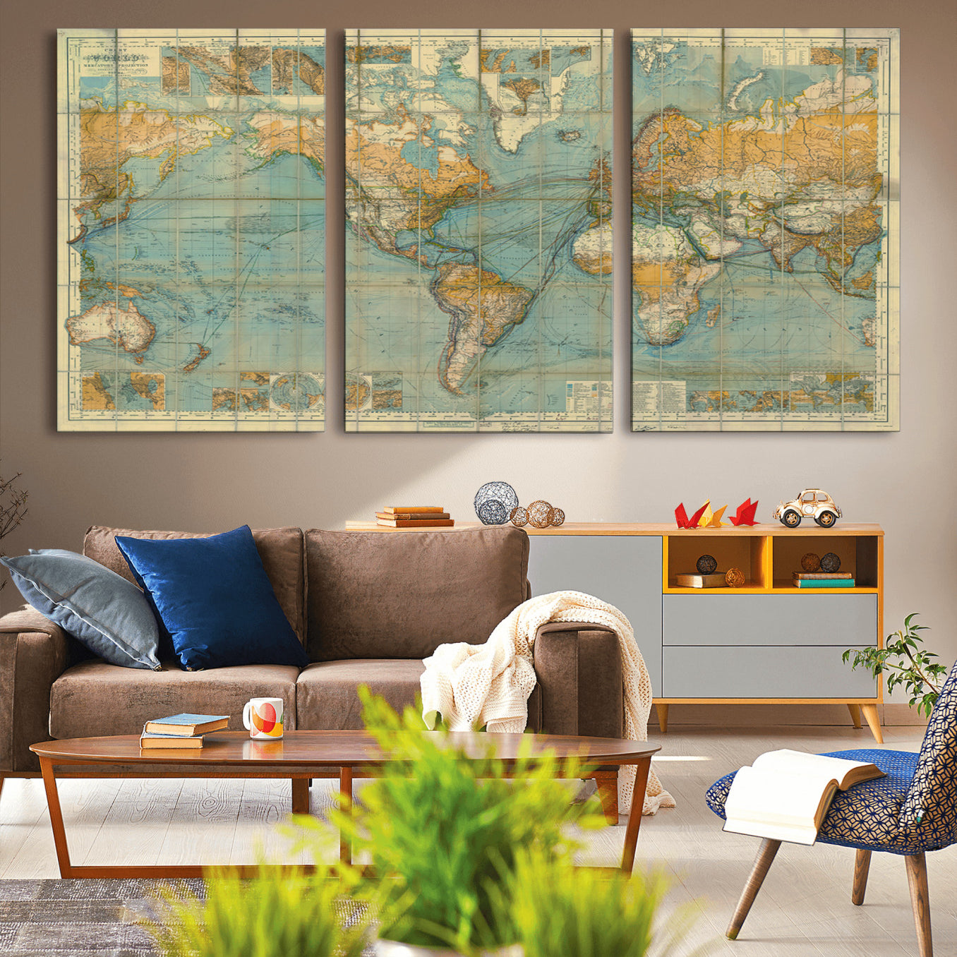 -Push Pin World Map Canvas Print – Travel Tracker Wall Art for Couples, Perfect Anniversary Gift for Home or Office Decor