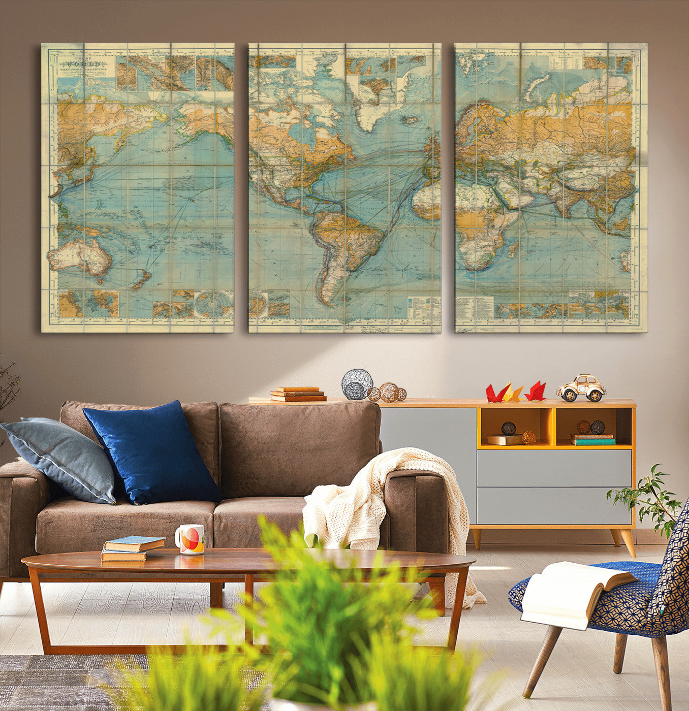 25961-MGV-CV-36X24-Push Pin World Map Canvas Print – Travel Tracker Wall Art for Couples, Perfect Anniversary Gift for Home or Office Decor