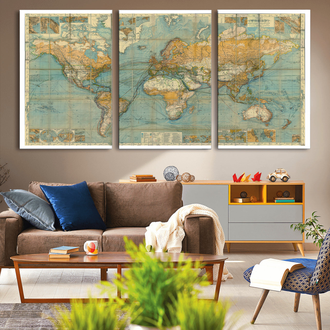 -Push Pin World Map Canvas Print – Travel Tracker Wall Art for Couples, Perfect Anniversary Gift for Home or Office Decor