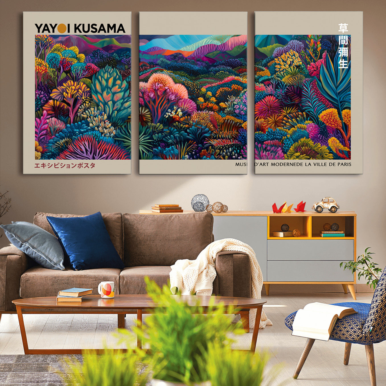 -Framed Japanese 1986 Wall Art Print, Yayoi Kusama 1986 Wall Art Print – Japanese Wall Art Print,