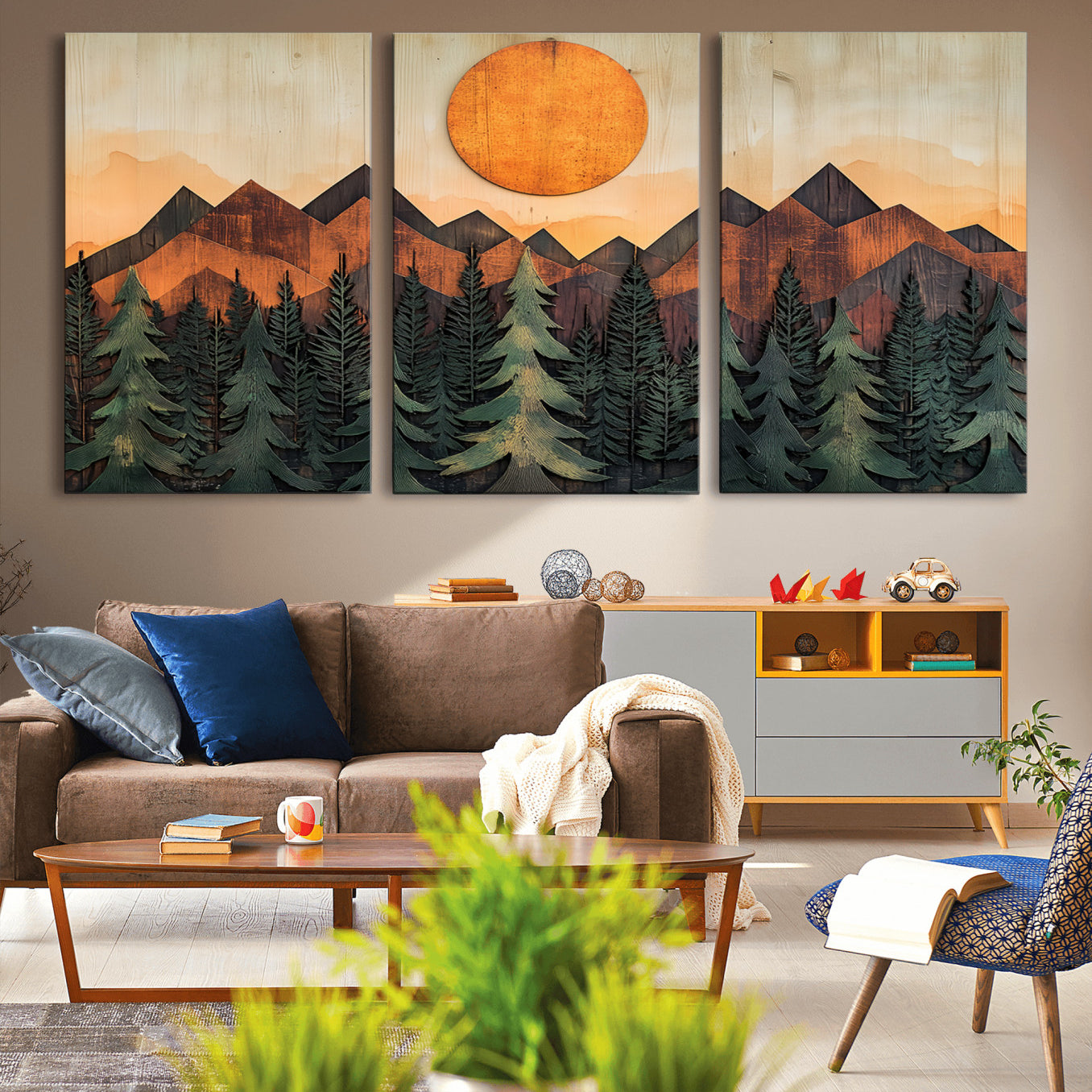 77739-MGV-CV-36X24-Sunset Mountain Landscape Canvas Wall Art Print - Nature Decor for Living Room, Office