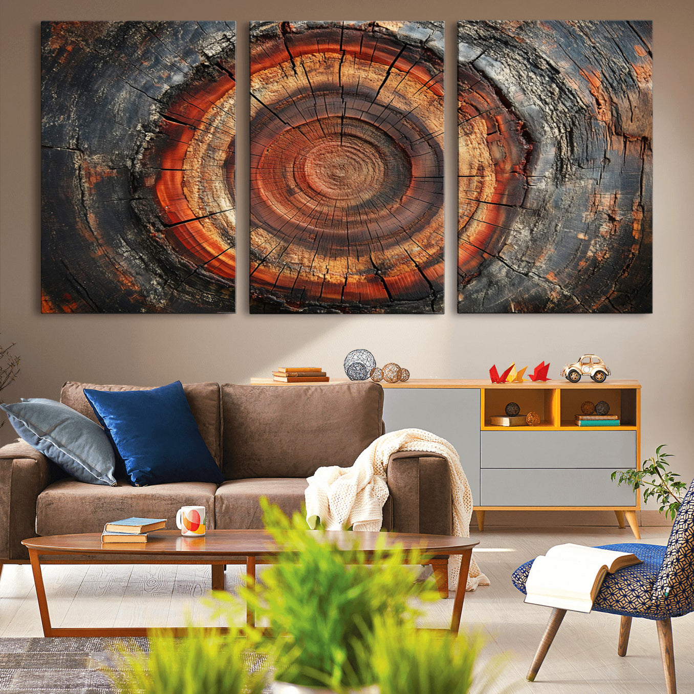 82212-MGV-CV-36X24-Wood Grain Canvas Wall Art - Framed Abstract Tree Ring Framed Wall Art, Wood Grain Canvas Wall