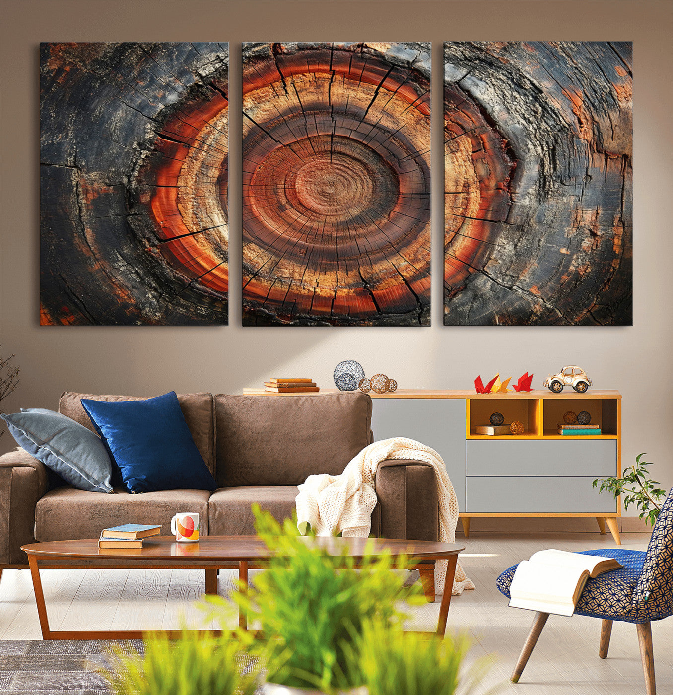82212-MGV-CV-36X24-Wood Grain Canvas Wall Art - Framed Abstract Tree Ring Framed Wall Art, Wood Grain Canvas Wall