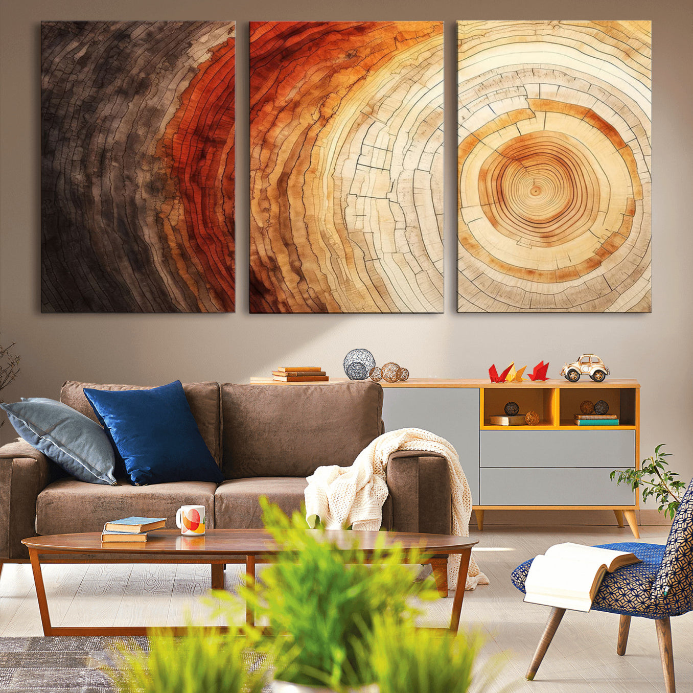 57529-MGV-CV-36X24-Tree Ring Print on Canvas Wall Art, Tree Stump Print, Wood Wall Art Living Room, Abstract Natural