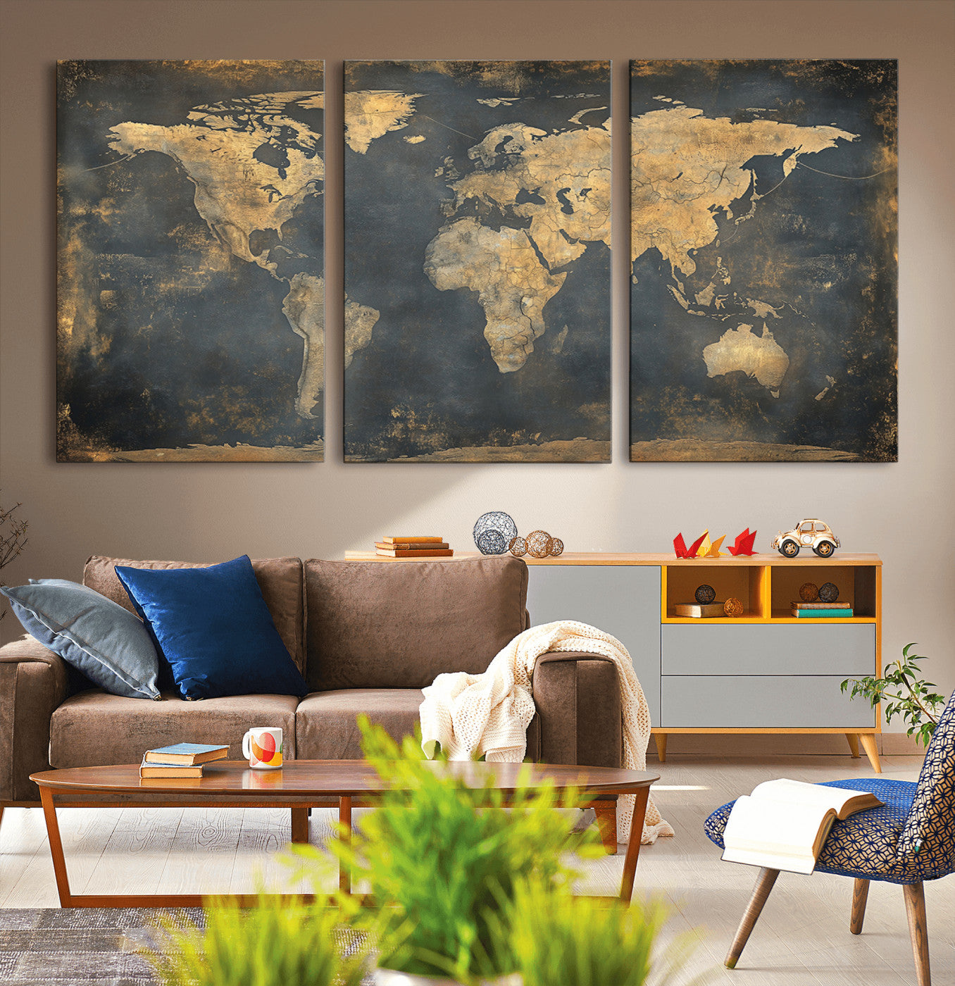 54473-MGV-CV-36X24-Push Pin World Map Canvas Print – Travel Tracker Wall Art for Couples, Perfect Anniversary Gift for Home or Office Decor