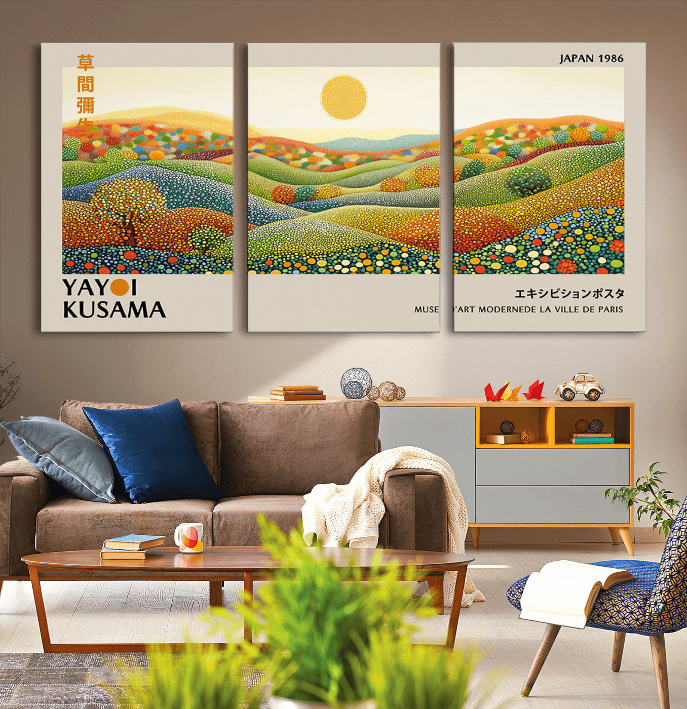 33864-MGV-CV-36X24-Yayoi Kusama Wall Art Print – Yayoi Kusama Wabi Sabi Japanese Wall Art Print - Vibrant Abstract