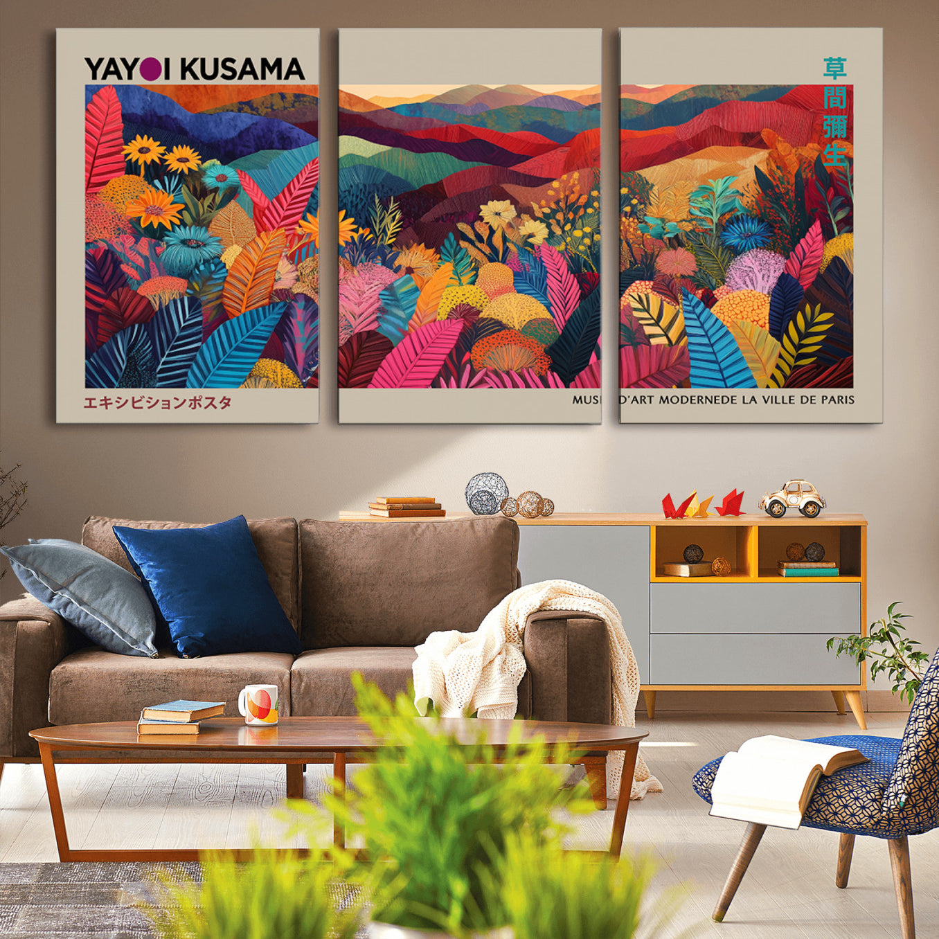 53639-MGV-CV-36X24-Yayoi Kusama Wall Art Canvas Print, Abstract Art, Large Yayoi Kusama Framed Print, Japanese Wabi