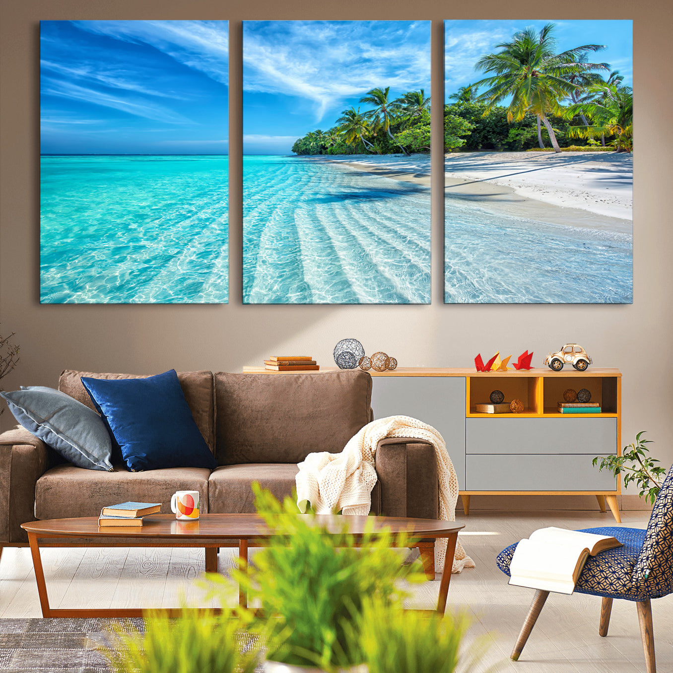 14788-MGV-CV-36X24-Tropical Beach Wall Art Canvas Print - Serene Ocean Landscape with Crystal Clear Turquoise Water and