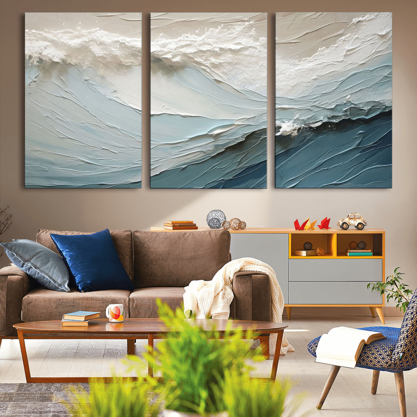 36946-MGV-CV-36X24-Waves Abstract Wall Art Print, Modern Framed Abstract Canvas Print, Abstract Painting for Living