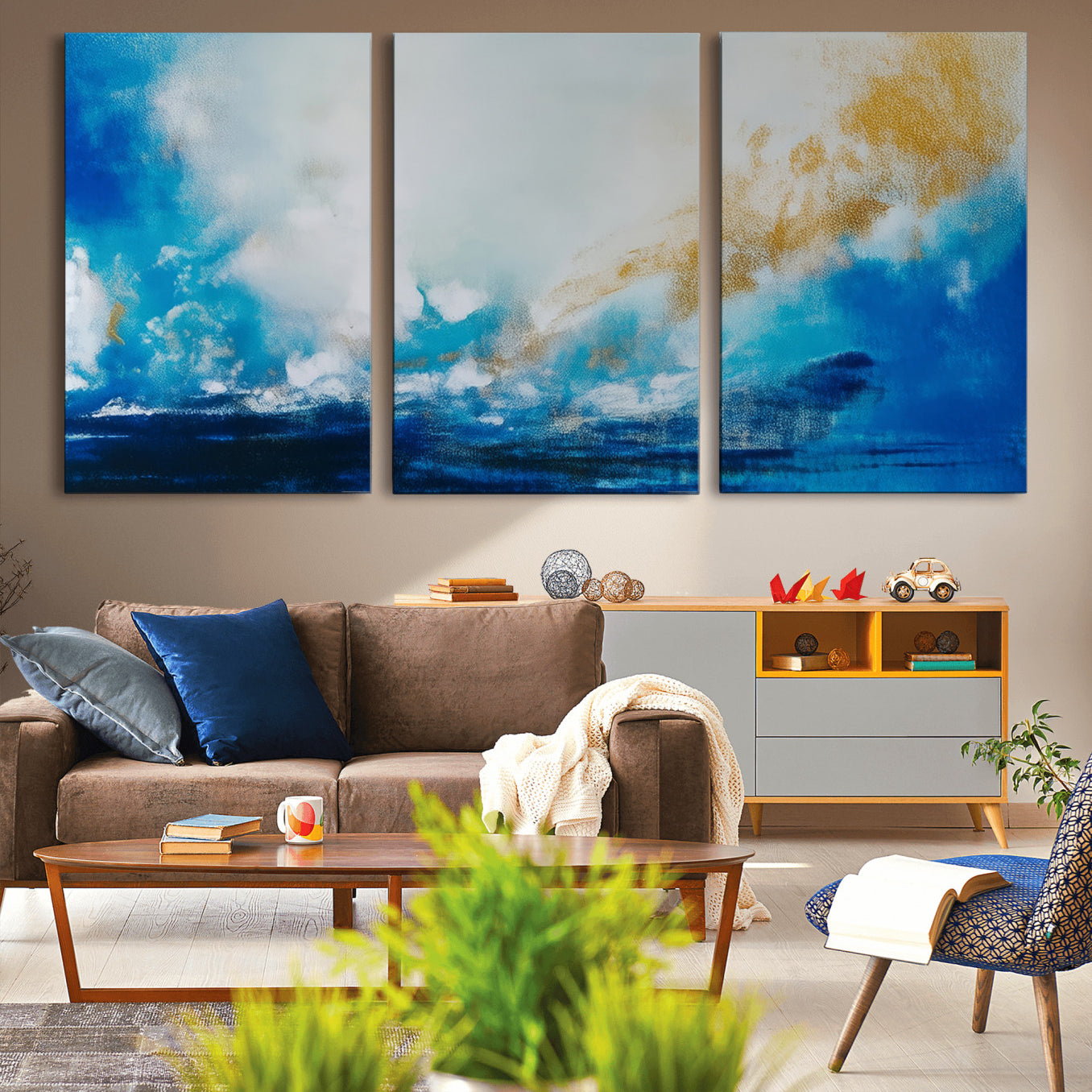 84745-MGV-CV-36X24-Blue Abstract Print - Dynamic Ocean-Inspired Canvas Wall Art