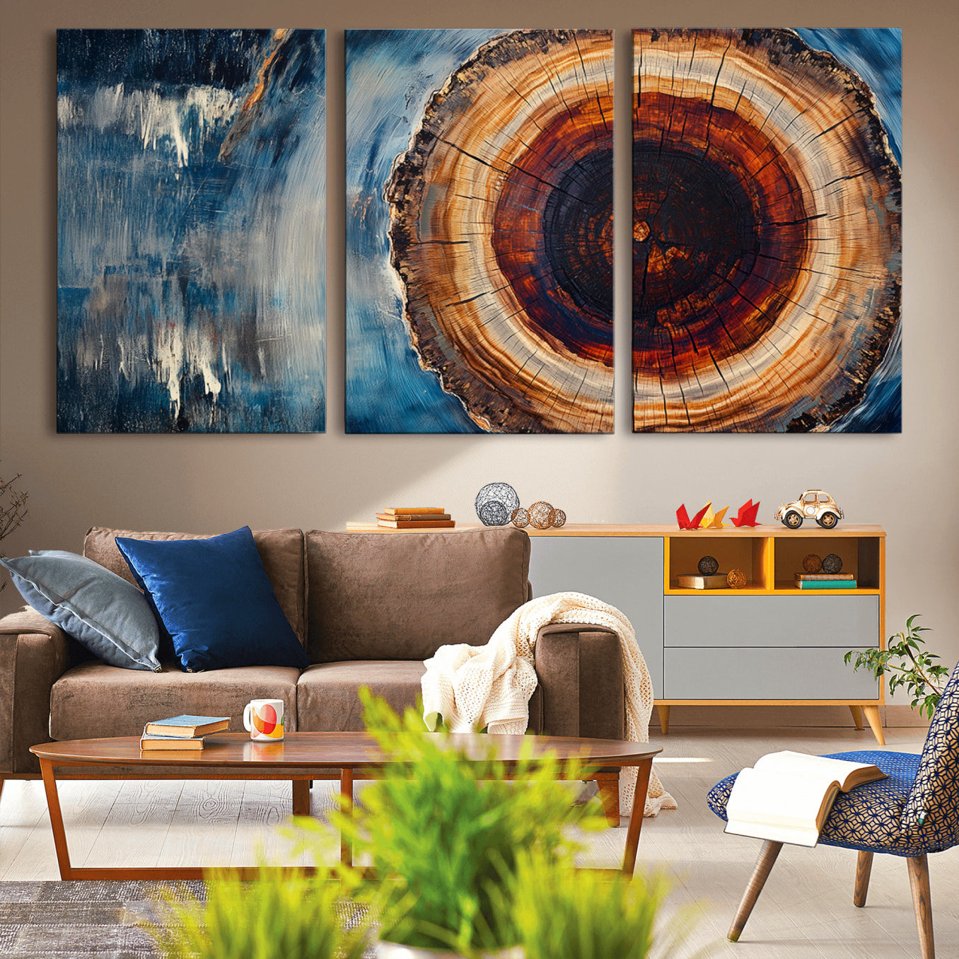 48045-MGV-CV-36X24-Abstract Tree Rings Wall Art Canvas Print - Wood Grain Rings Canvas Print - Nature Woodland Wall