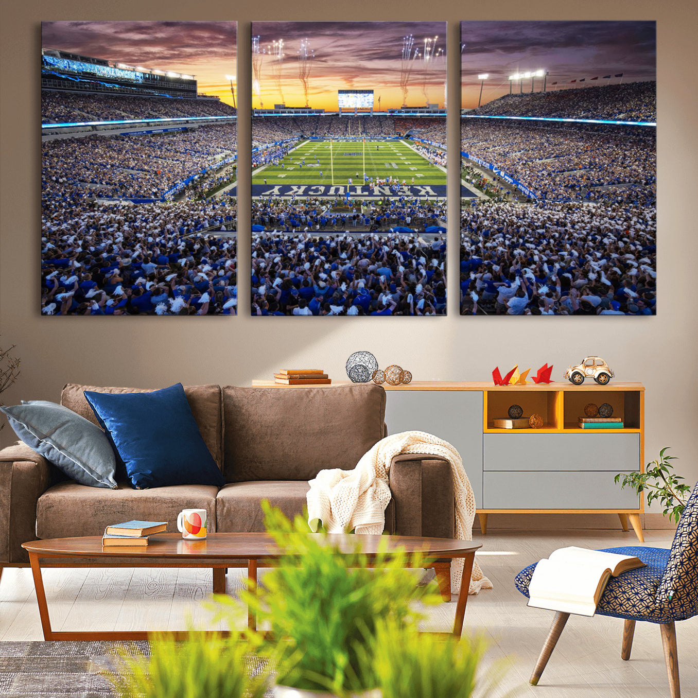 78524-MGV-CV-36X24-Kroger Field Wall Art Print - Kentucky Stadium Wall Art Print - Sunset Football Stadium Wall Decor -