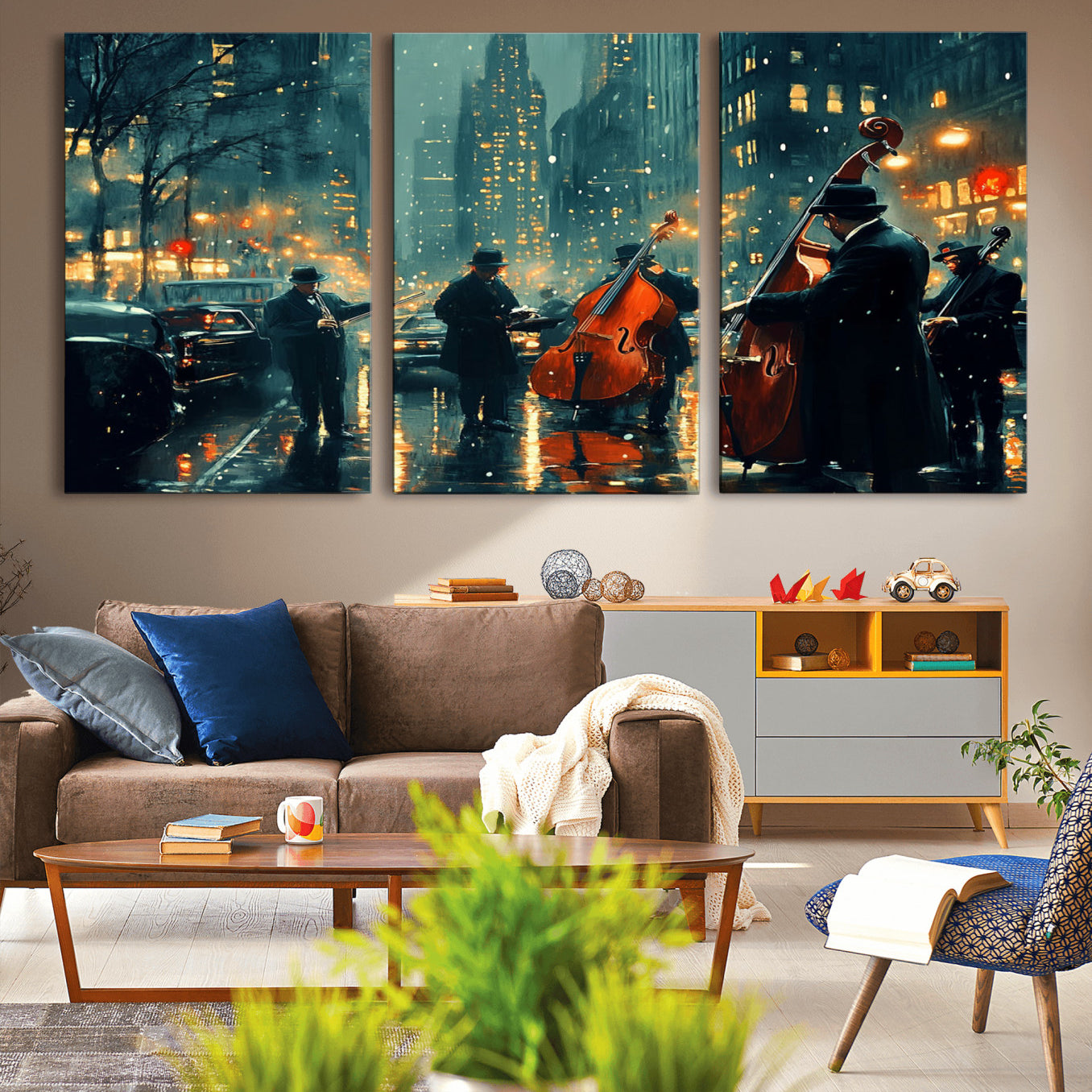 -African American Jazz Art Print - Framed Abstract Music Canvas - Colorful Instrument Poster for
