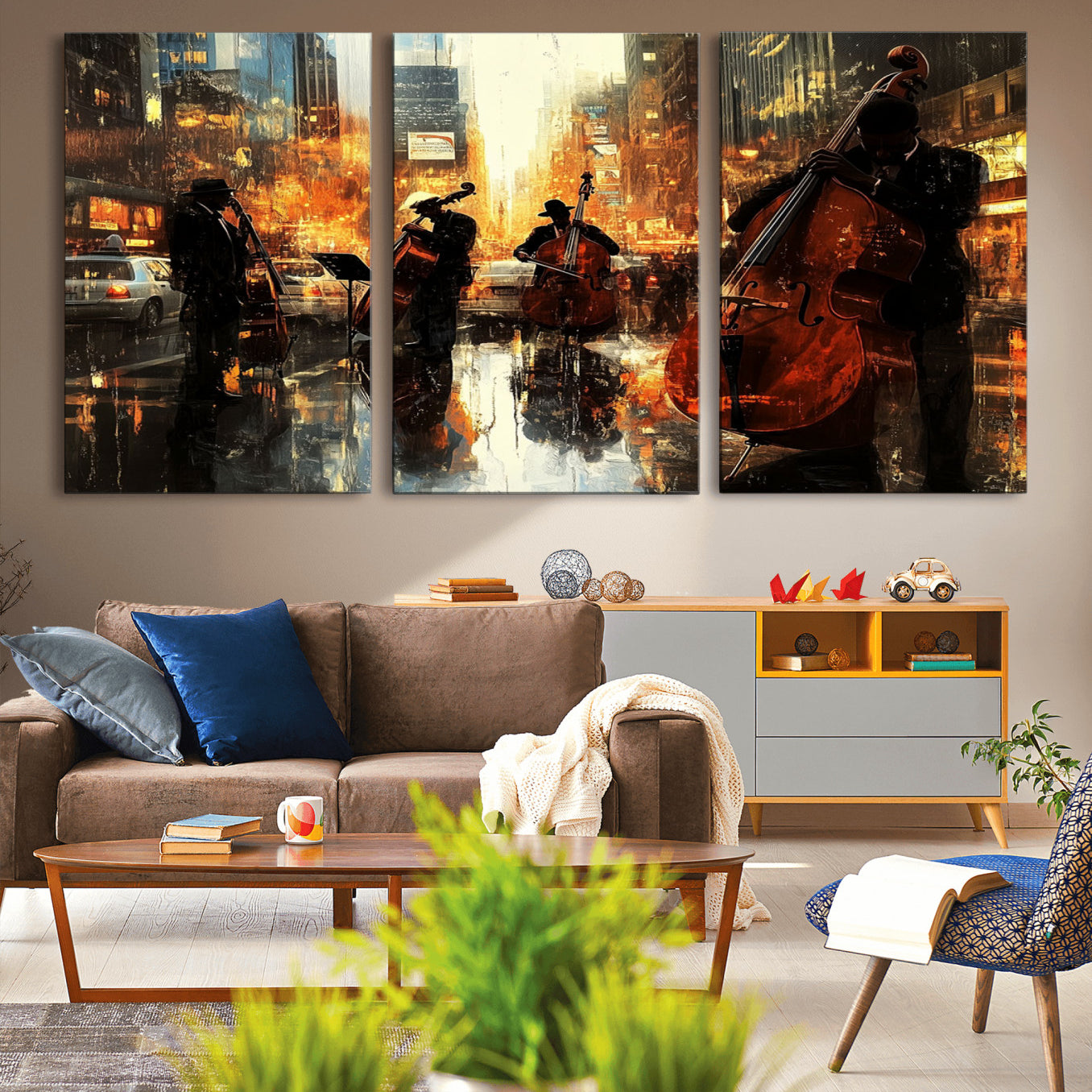 -African American Abstract Jazz Wall Art - Framed Abstract Music Canvas - Colorful Instrument Canvsa