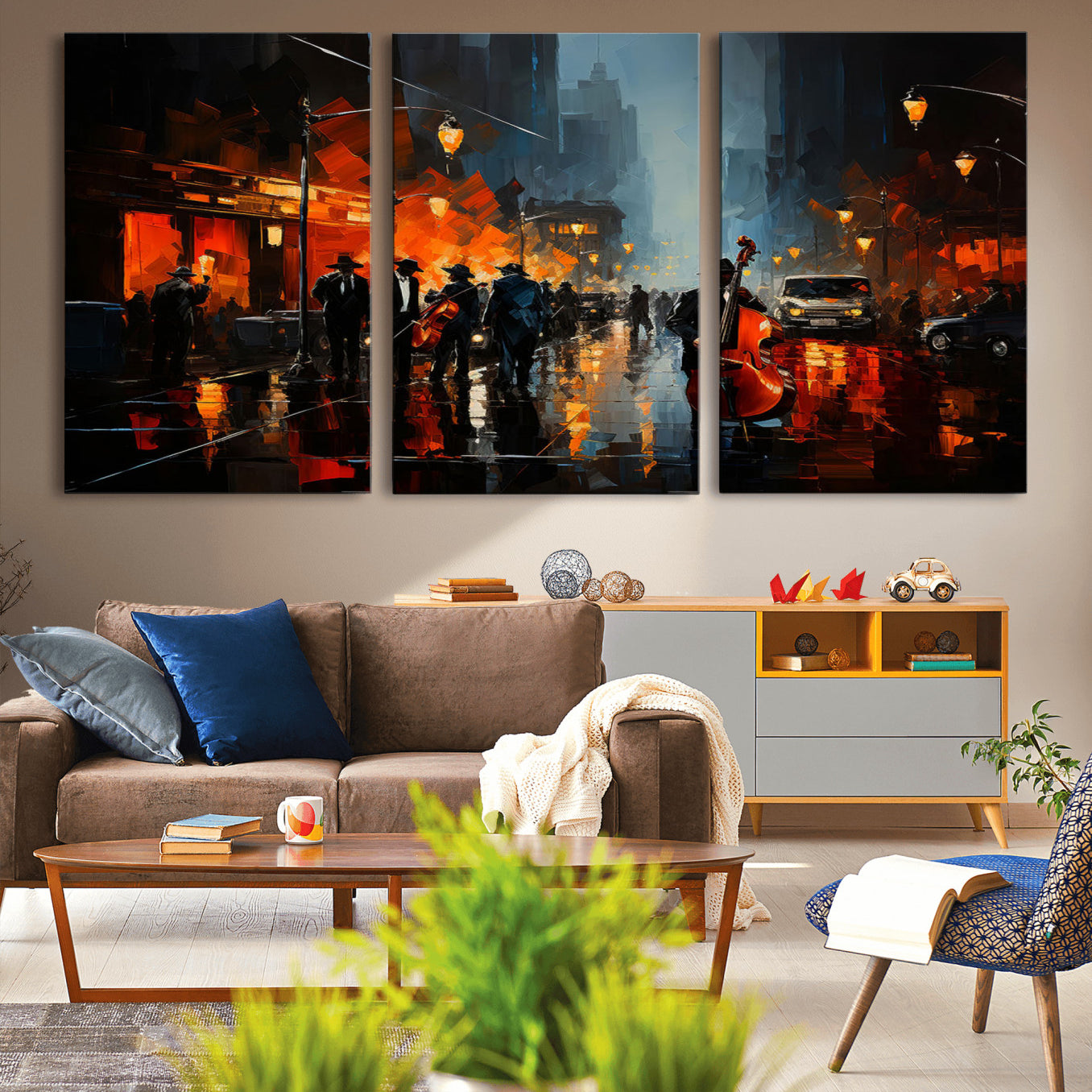 -Winston Porter Jazz Wall Art - African American Music Canvas - Abstract Colorful Music Art - Framed