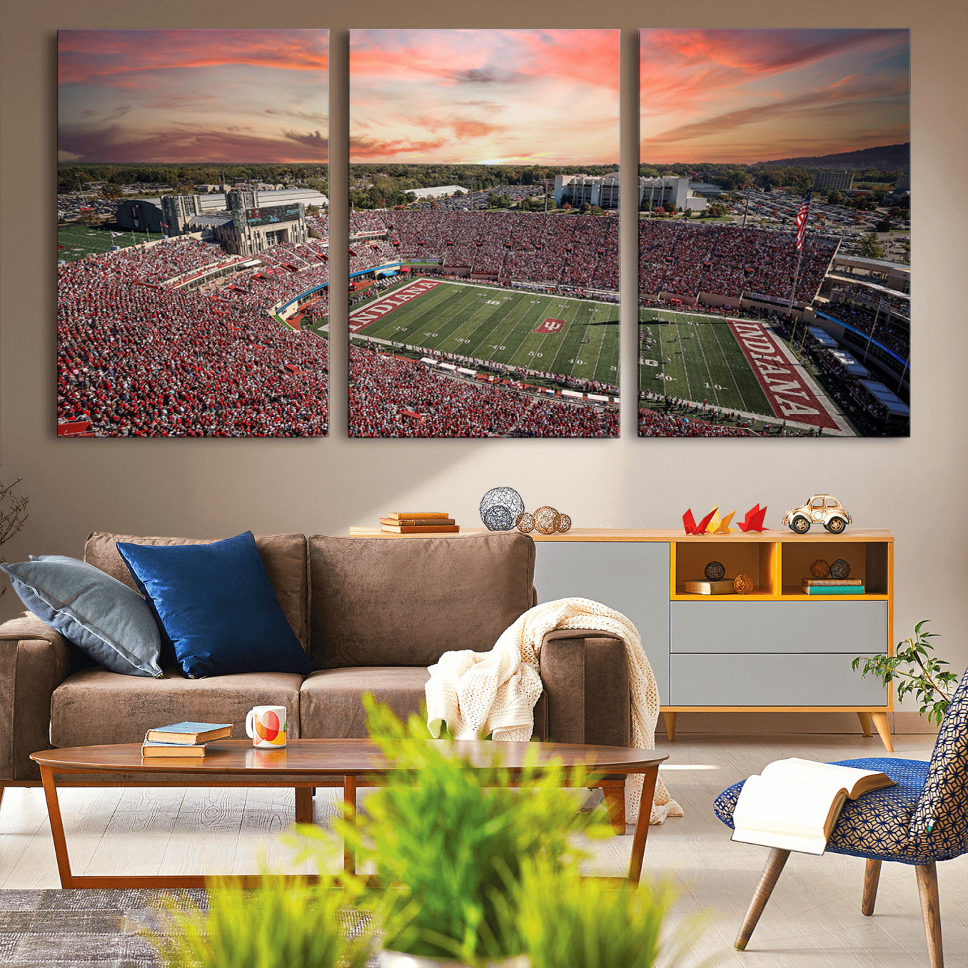 51135-MGV-CV-36X24-Indiana Memorial Stadium Wall Art Canvas Print, Framed Studium Canvas Art, Indiana Memorial Stadium