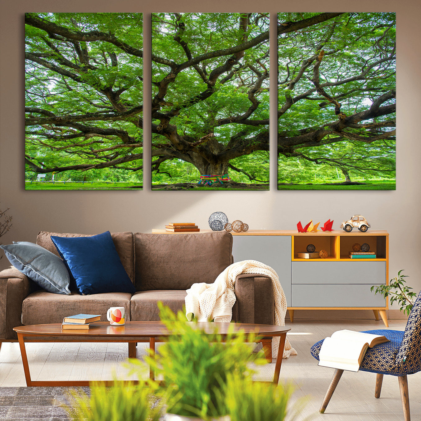 16118389-MGV-CV-36X24-Oak Tree Wall Art Print, Forest Canvas Wall Art for Home and Office, Framed Angel Oak Tree Canvas