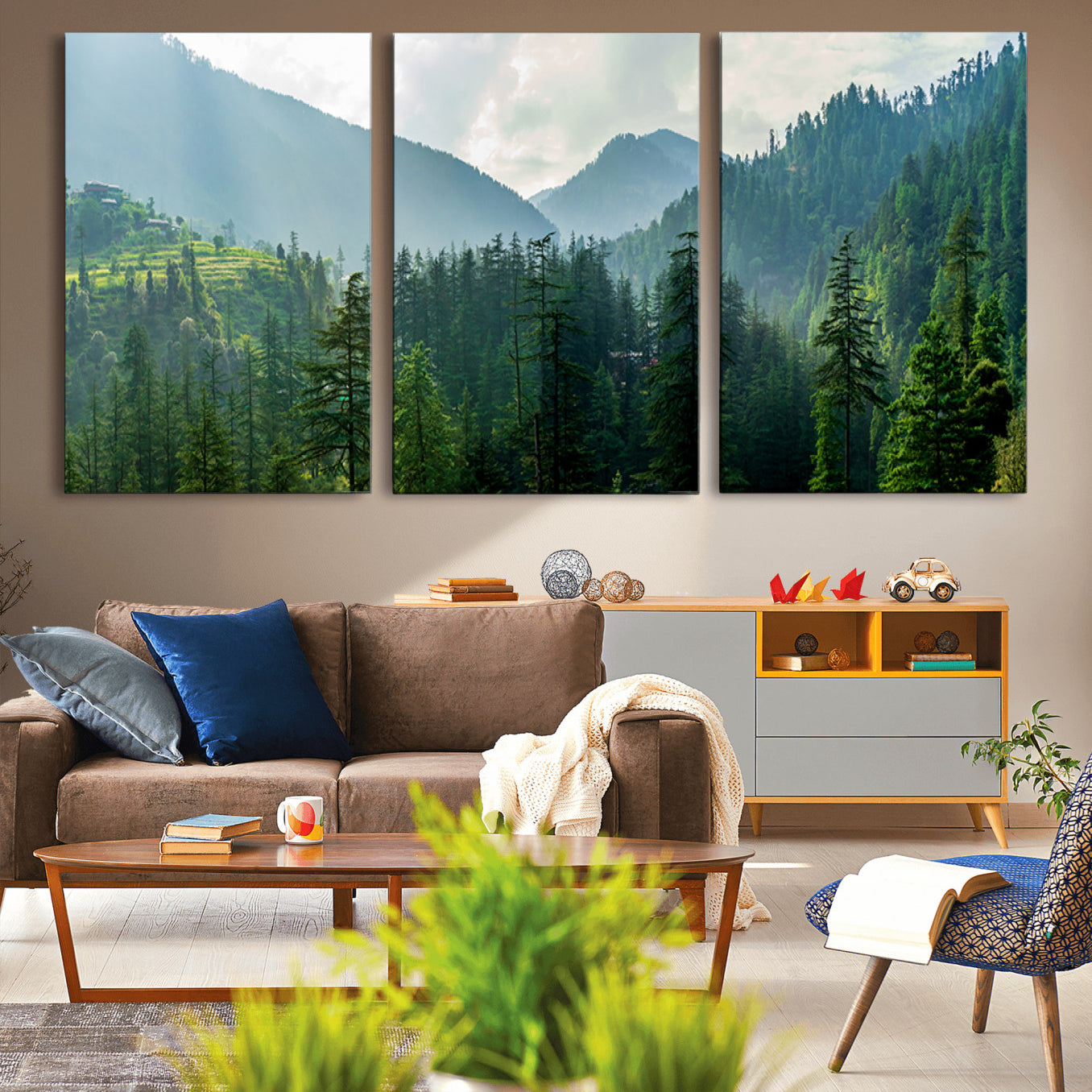 -Misty Forest Mountain Canvas Print – Serene Nature Wall Art, Tranquil Valley