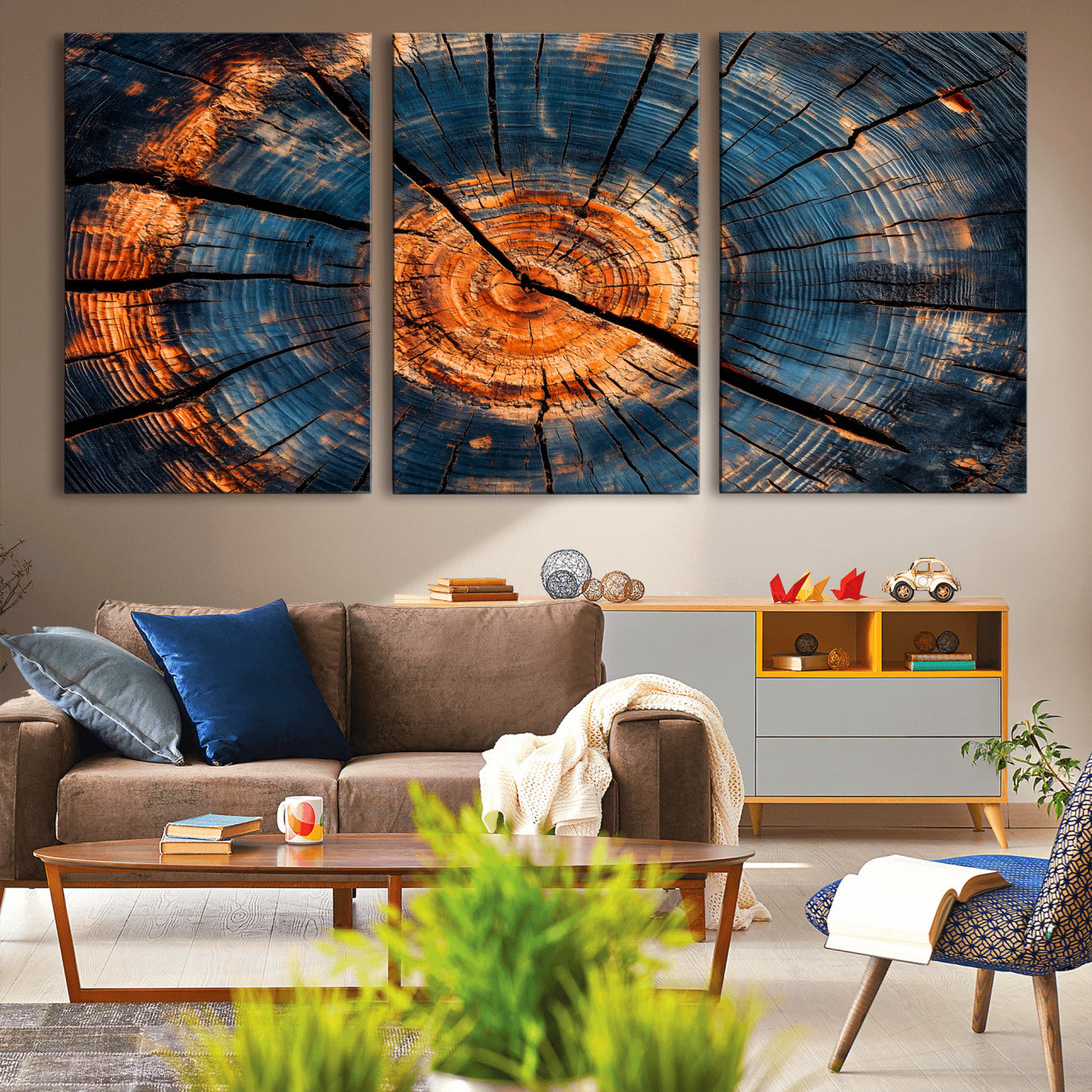 81894502-MGV-CV-36X24-Burnt Wood Wall Art Canvas Print – Framed Aged Timber Rustic Tree Artwork Perfect for Home, Office, Living Room