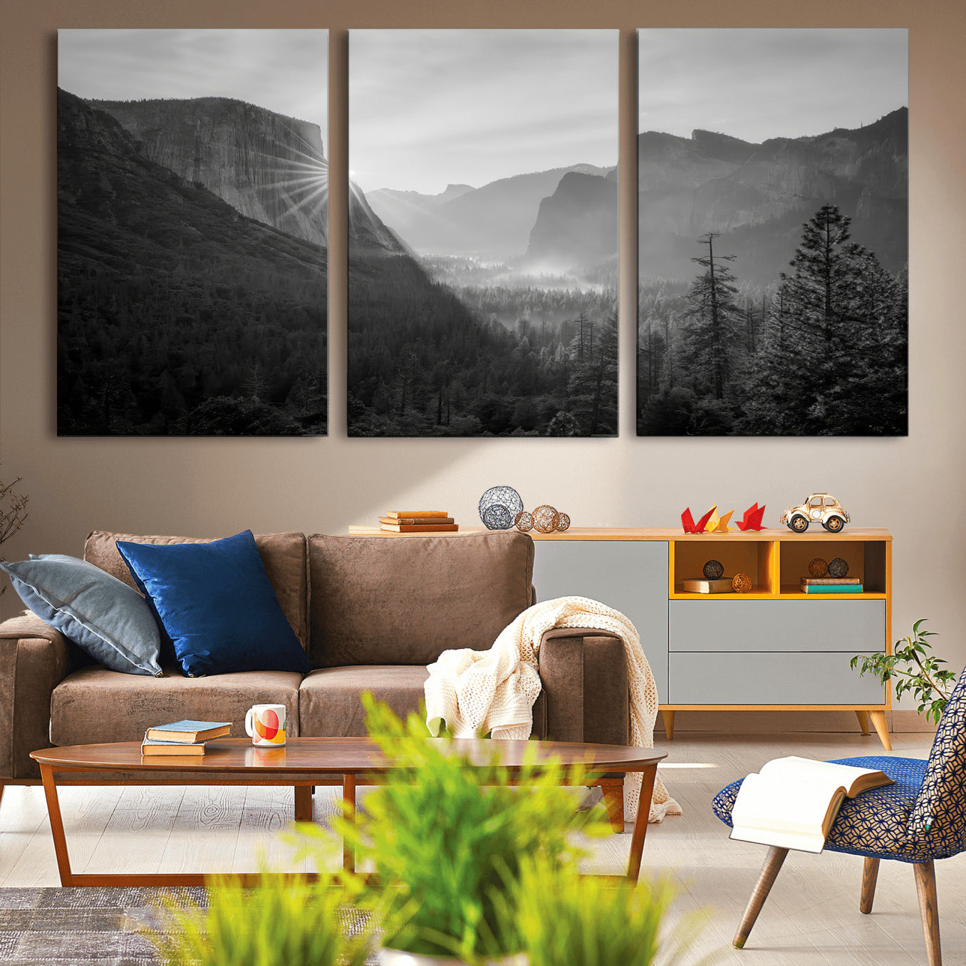 39278955-MGV-CV-36X24-Yosemite Valley Wall Art Canvas Print – Framed El Capitan Sunrise Misty Mountain Modern Rustic Artwork for Home Office