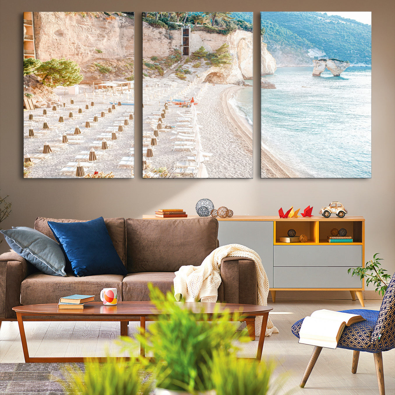 -Beach Wall Art Canvas Print, Framed Coastal Art Picture Print, Summer Shore Perfect Coastal Decor
