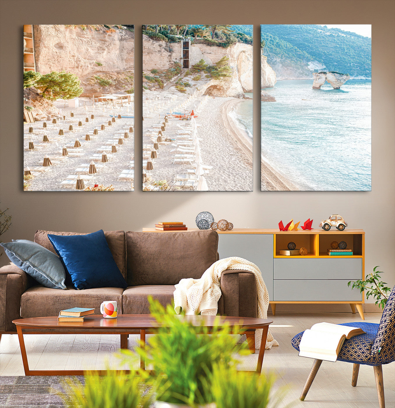-Beach Wall Art Canvas Print, Framed Coastal Art Picture Print, Summer Shore Perfect Coastal Decor