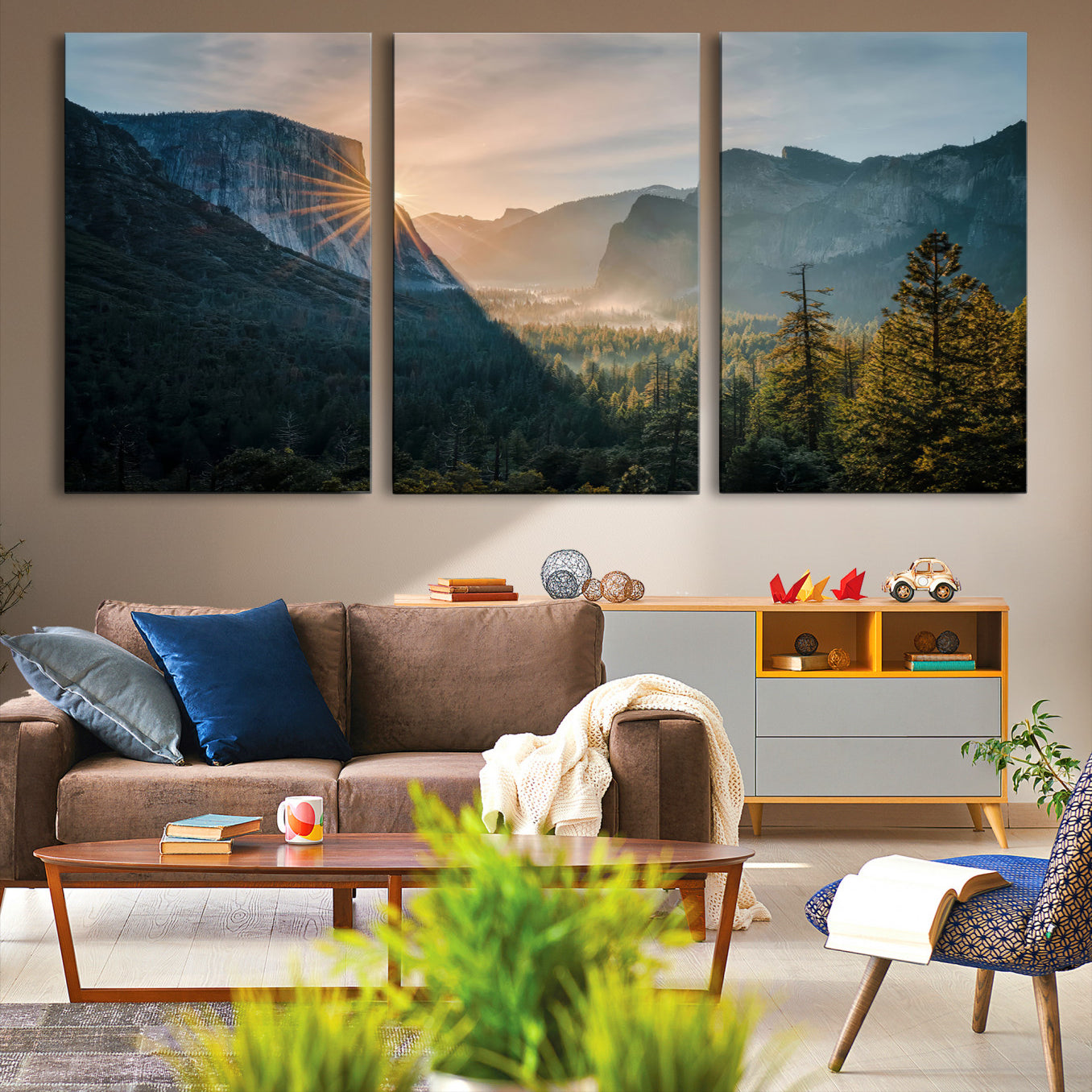51605481-MGV-CV-36X24-Yosemite Valley Wall Art Canvas Print – Framed Mountain Landscape National Park Scenic Nature Artwork for Home Office