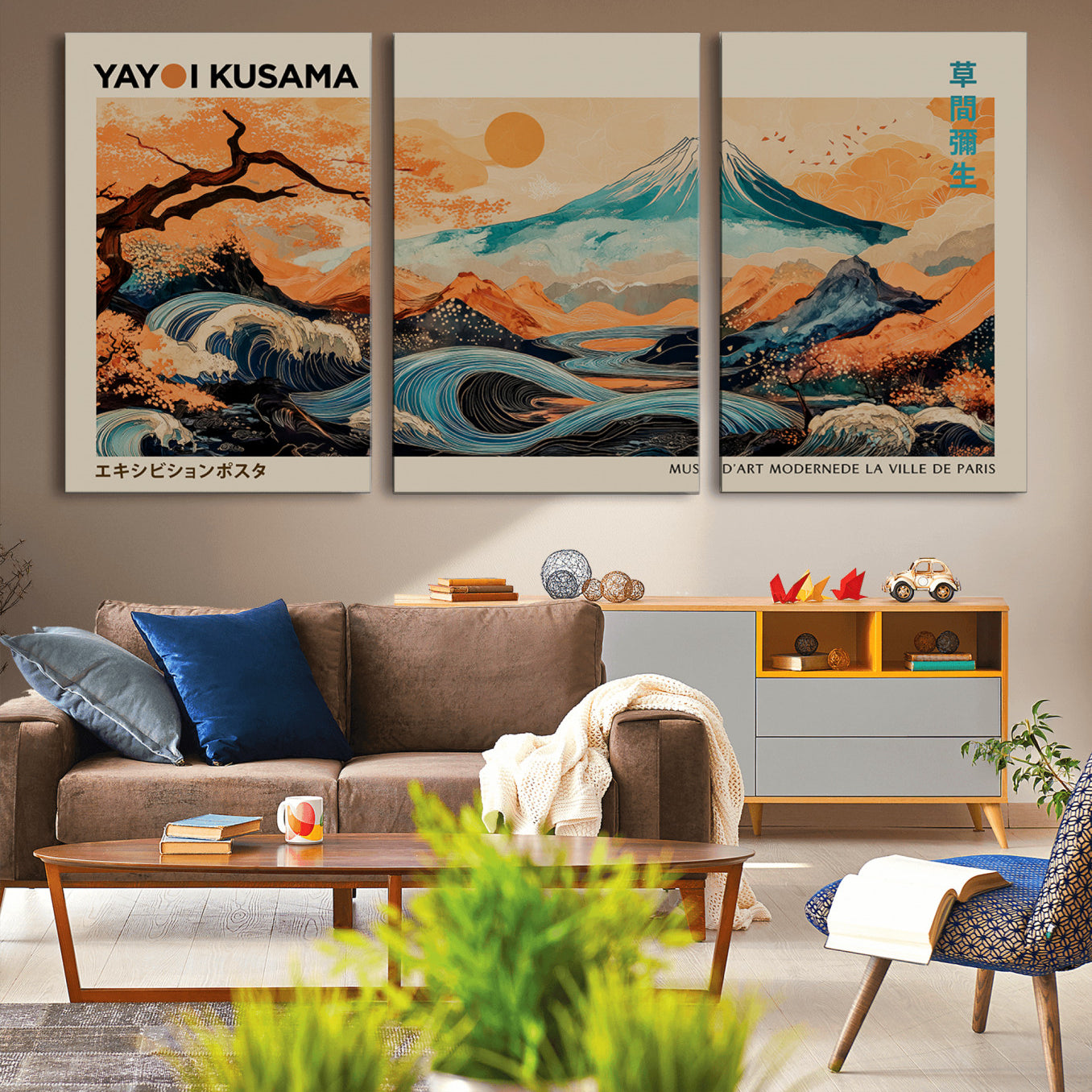 22373530-MGV-CV-36X24-Yayoi Kusama Wall Art Canvas Print – Framed Large Abstract Polka Dot Artwork for Home, Office, Living Room