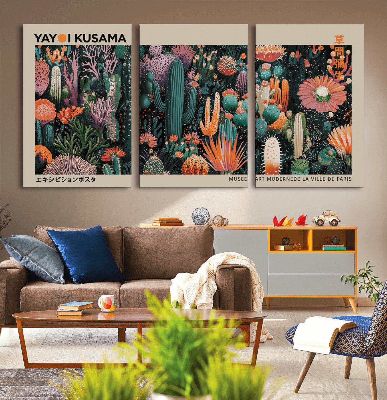 20505520-MGV-CV-36X24-Yayoi Kusama Art Print Canvas – Abstract Mount Fuji Japanese Wall Art Contemporary Modern Artwork for Home, Office