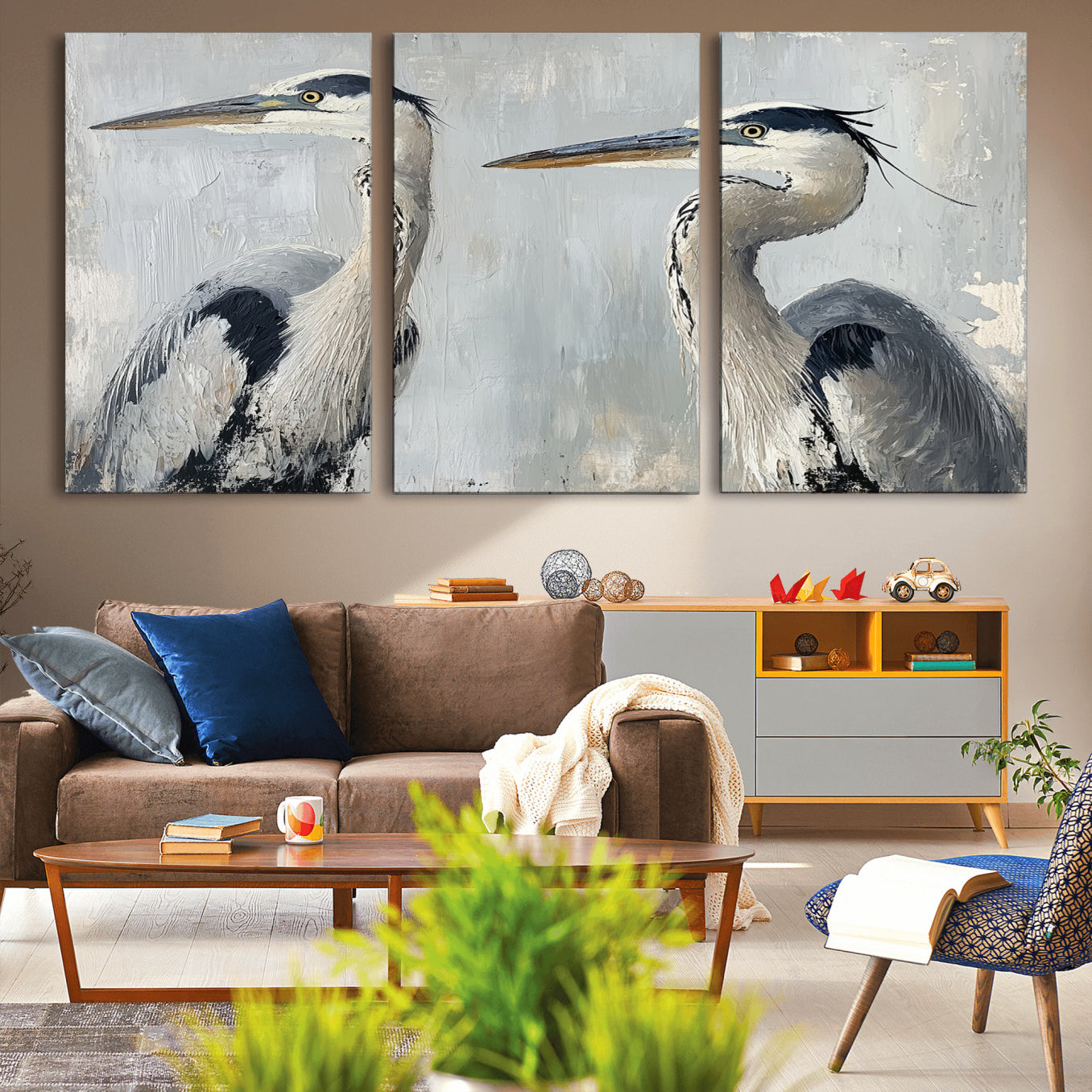 19427826-MGV-CV-36X24-Bird Canvas Decor Wall Art Canvas Print – Framed Coastal Bird Pair Minimalist Wildlife Nature Artwork for Home Office