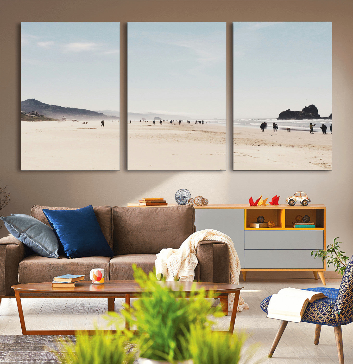 28307820-MGV-CV-36X24-Minimalist Beach Wall Art Canvas Print – Framed Coastal Serenity Soft Sand Nature Scene Artwork for Home Office