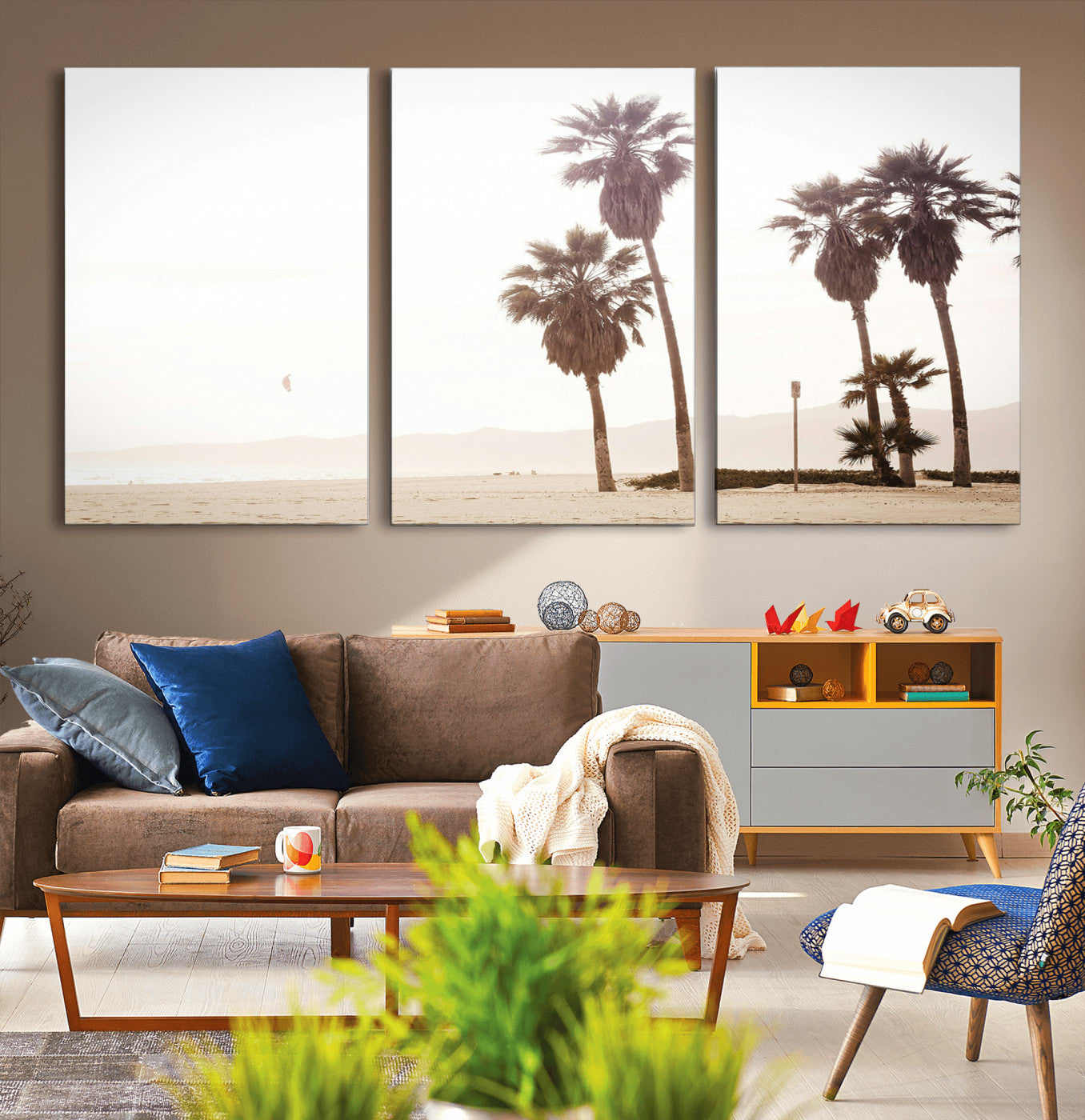 -Coastal Light Wall Art Canvas Print – Relaxing Shoreline Minimalist Ocean Tropical Serenity Artwork for Home, Office