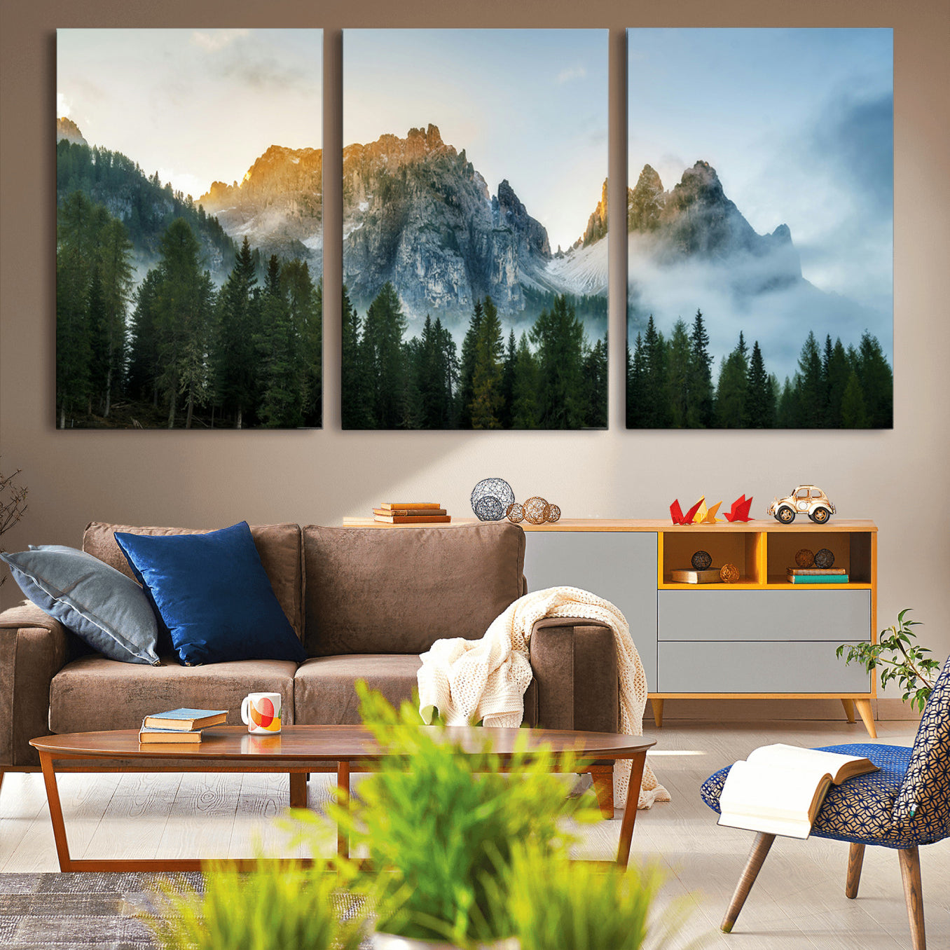 21145440-MGV-CV-36X24-Wilderness Wall Art Canvas Print – Misty Forest Nature Landscape Photography Rustic Scenic Artwork for Home, Office