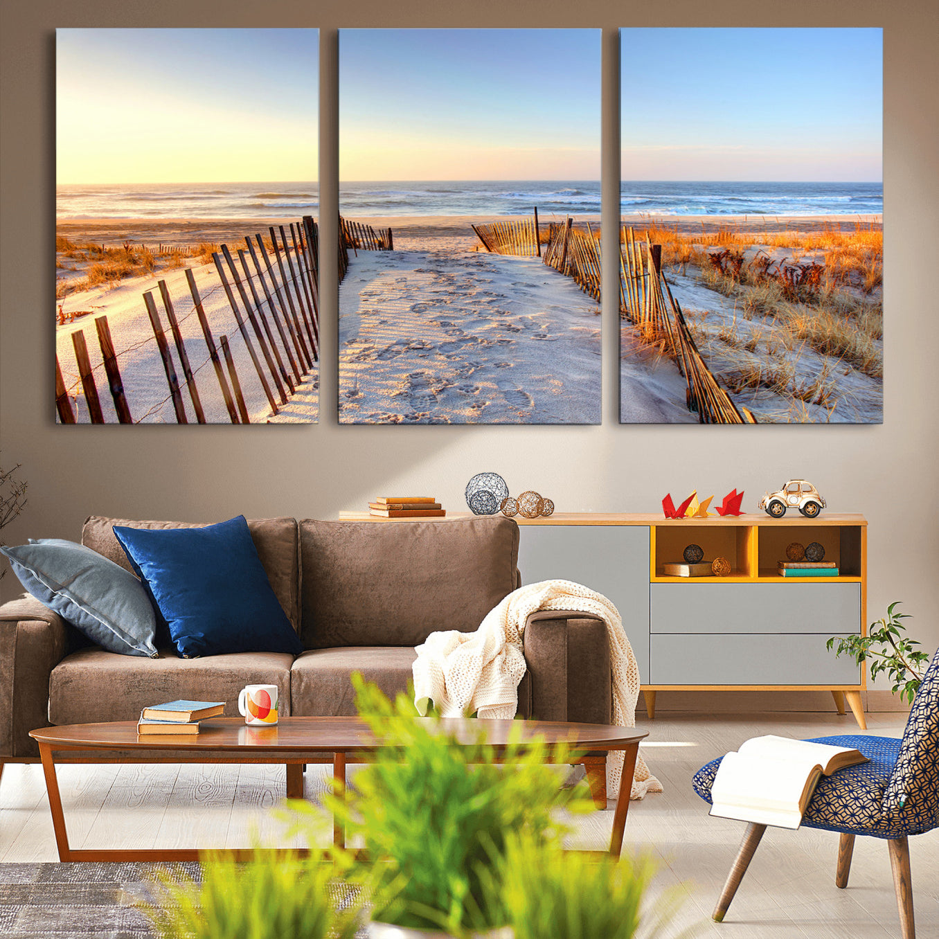73351887-MGV-CV-36X24-Ocean Sunset Wall Art Canvas Print – Nautical Beach Photography Summer Coastal Serenity Artwork for Home, Office