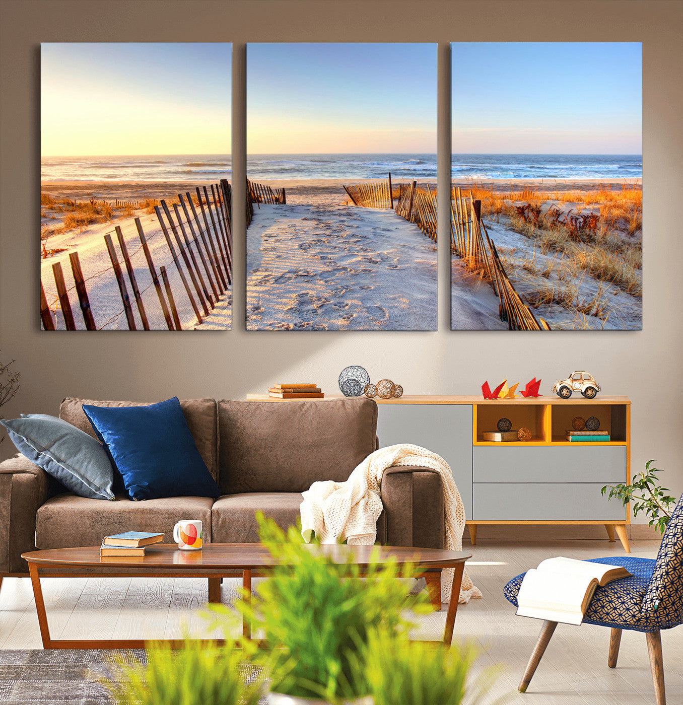 73351887-MGV-CV-36X24-Ocean Sunset Wall Art Canvas Print – Nautical Beach Photography Summer Coastal Serenity Artwork for Home, Office